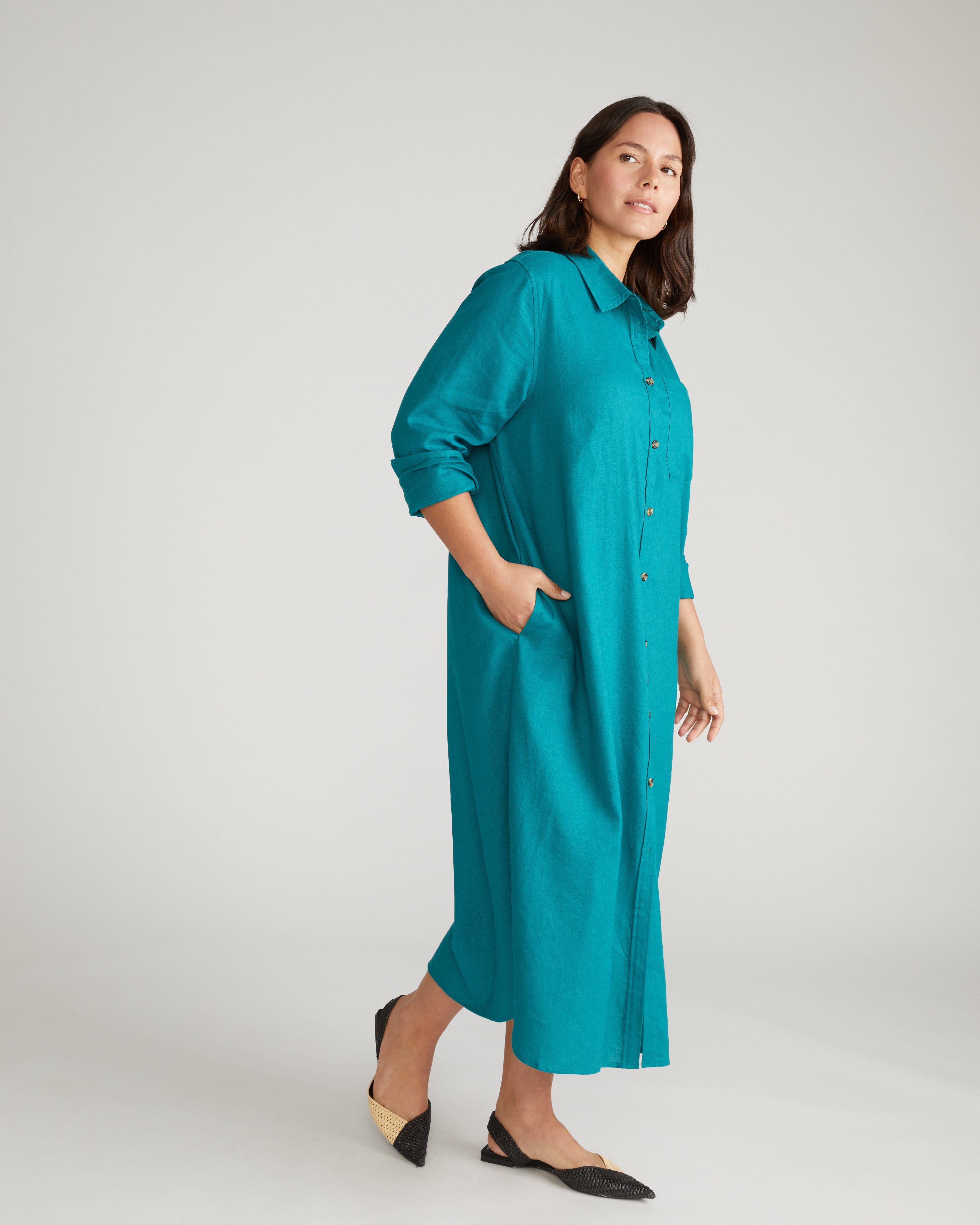 Odeon Linen Shirtdress - Aurora