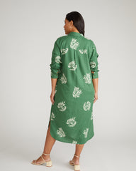 Odeon Linen Shirtdress - Beachgrass Print in Green
