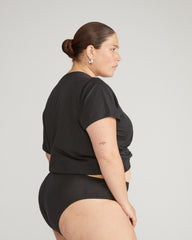 Pima Cotton Mid Rise Bikini - Black