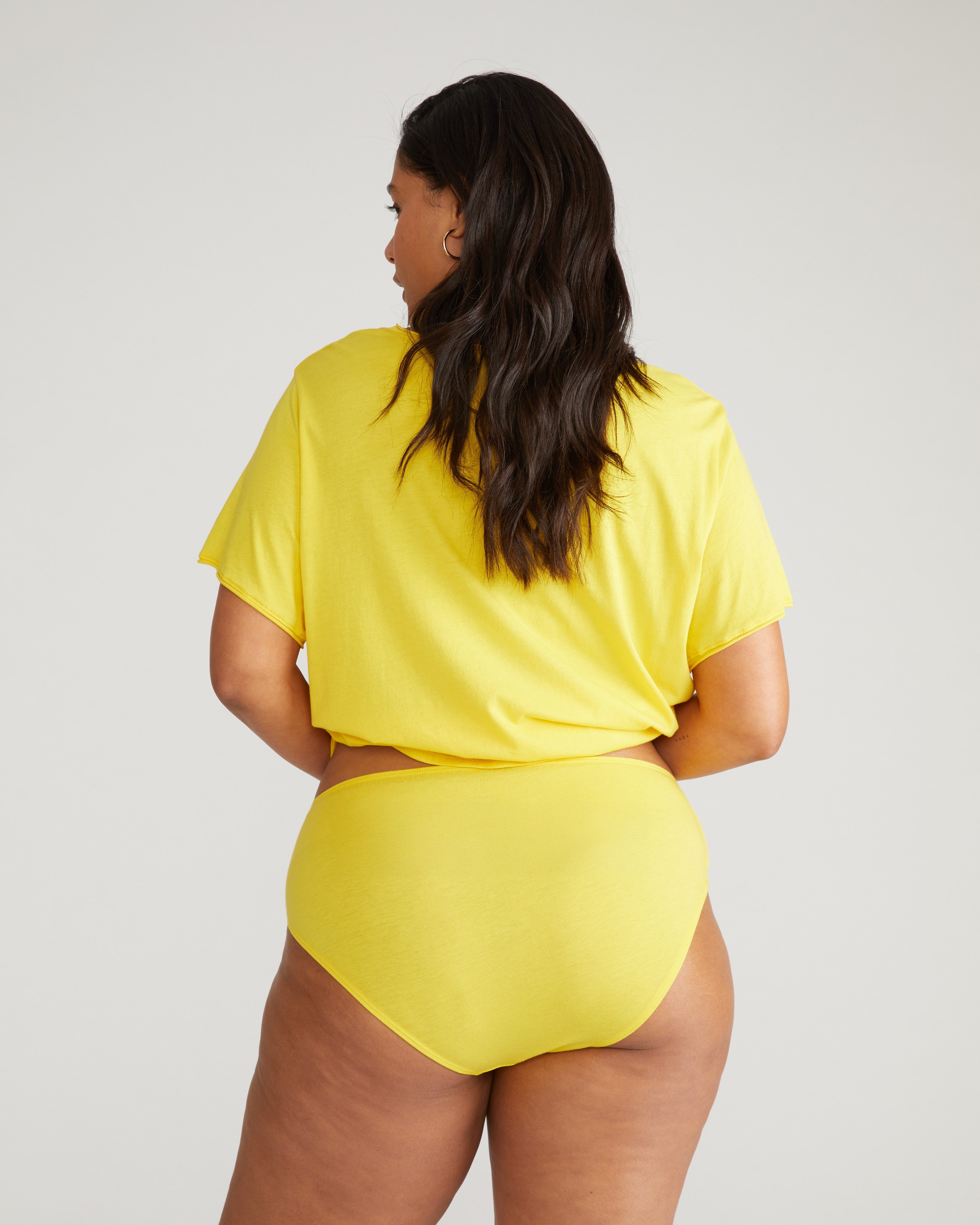 Pima Cotton Mid Rise Bikini - Yellow