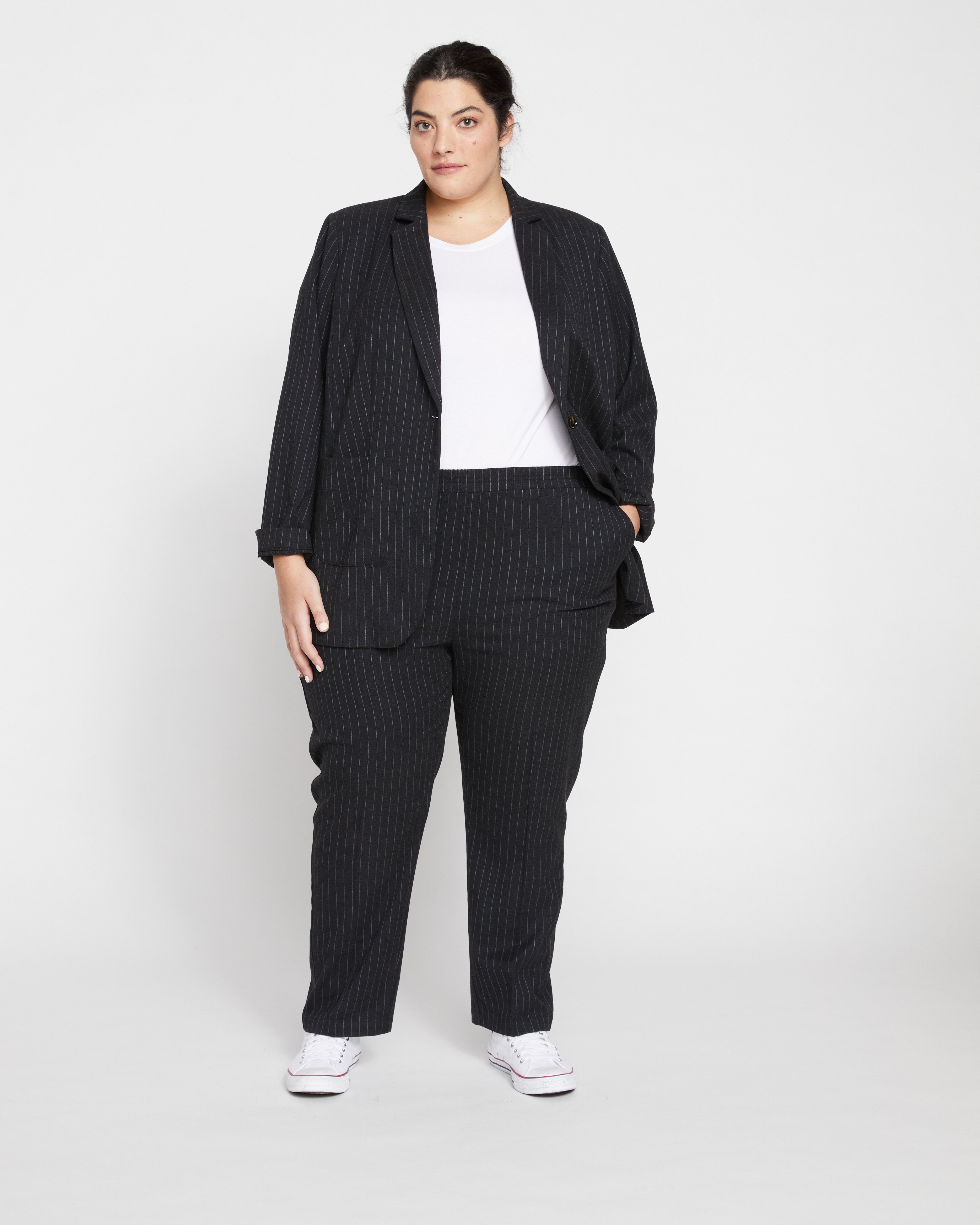 The Pinstripe Blazer - Graphite