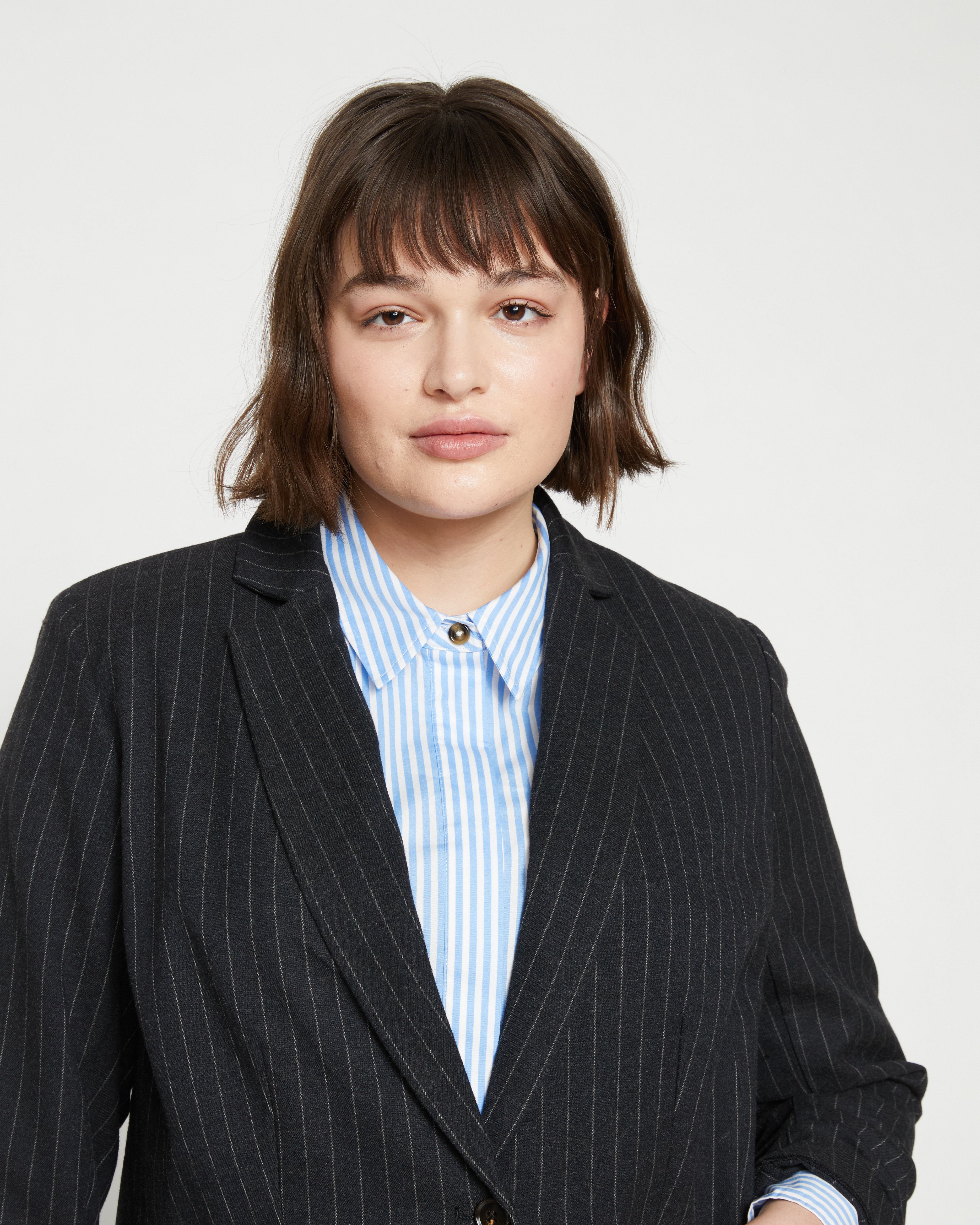 The Pinstripe Blazer - Graphite