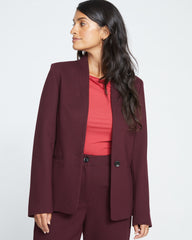 Lennox Collarless Ponte Blazer - Black Cherry