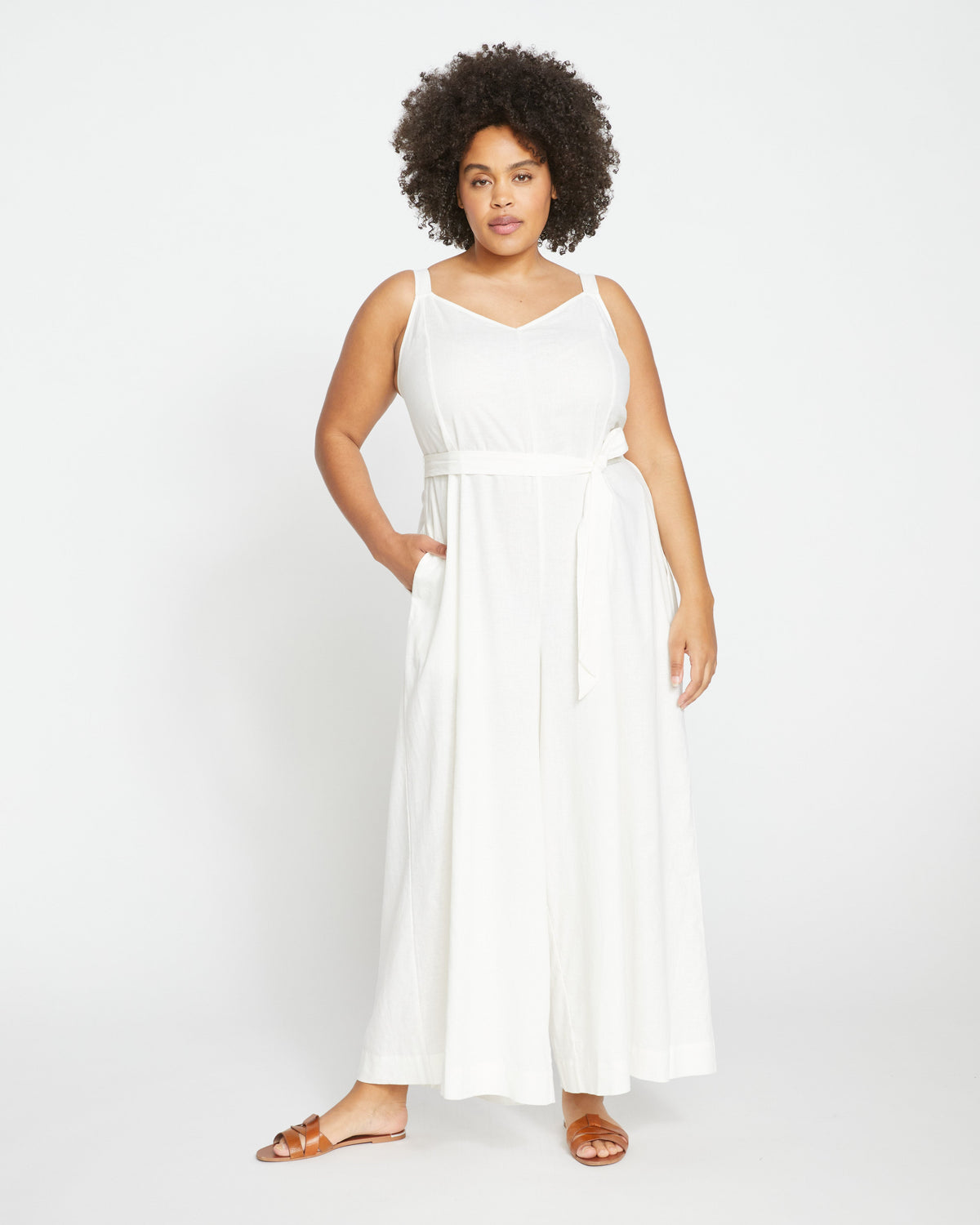 Promenade Linen Jumpsuit - White