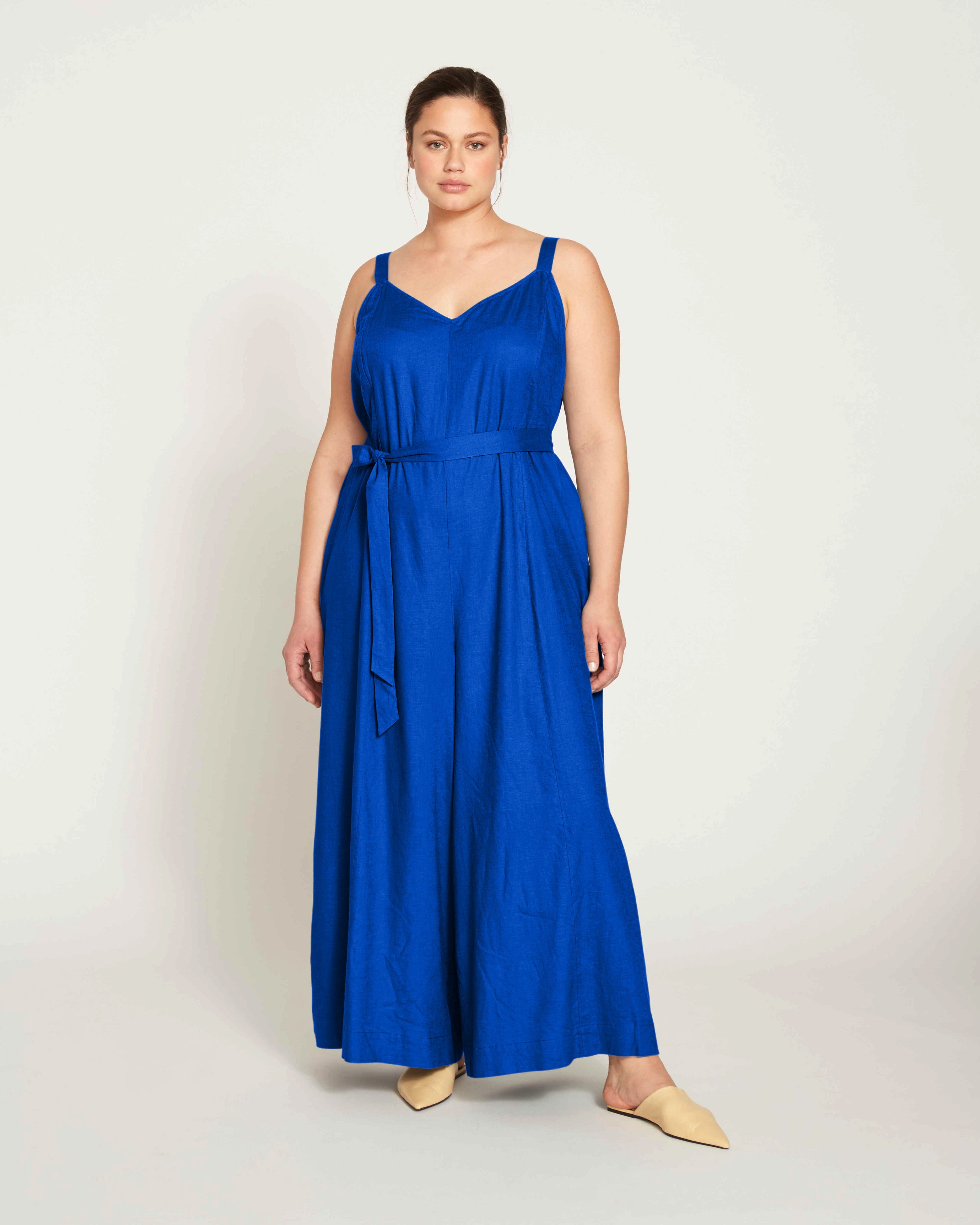 Promenade Linen Jumpsuit - Ultramarine