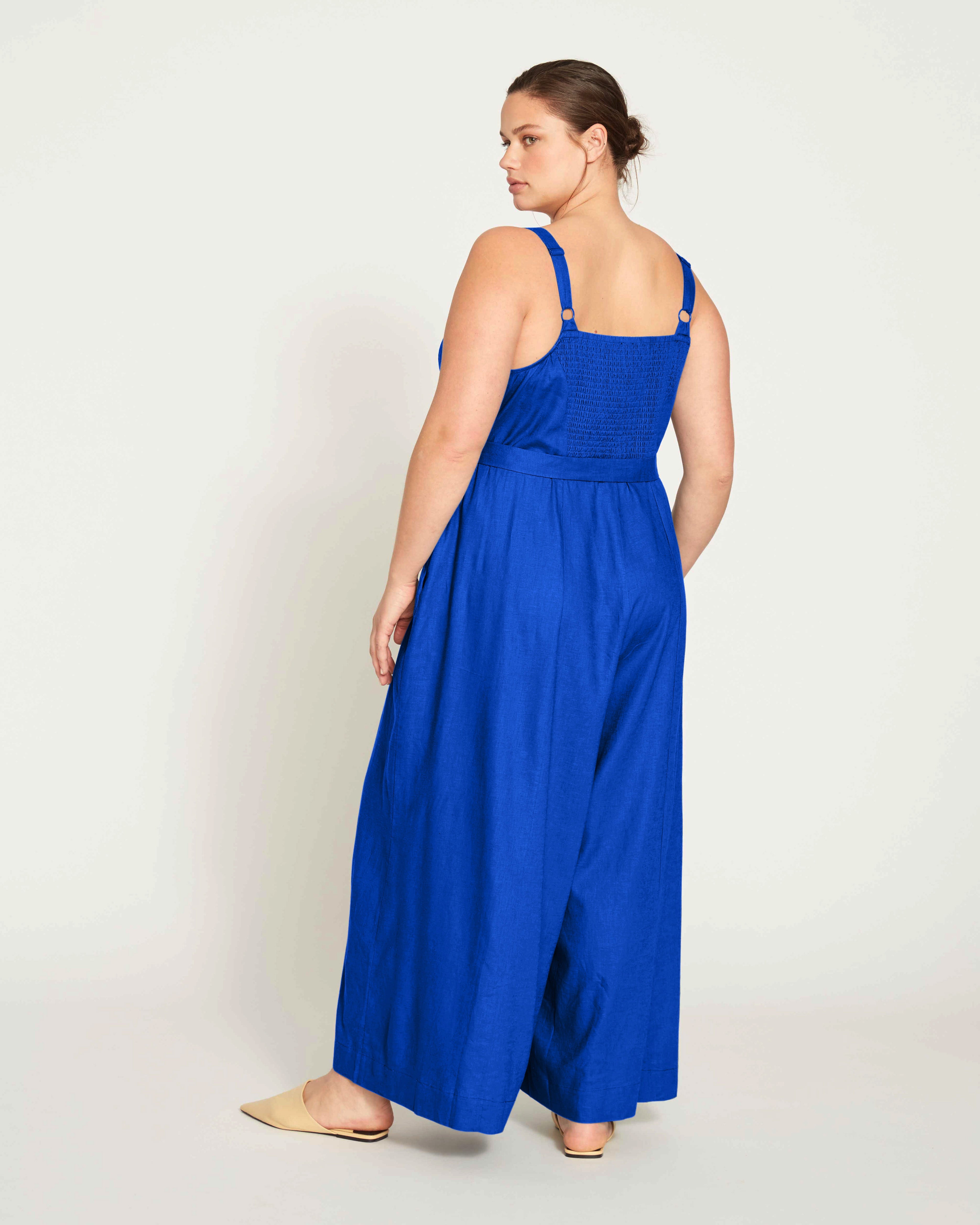 Promenade Linen Jumpsuit - Ultramarine