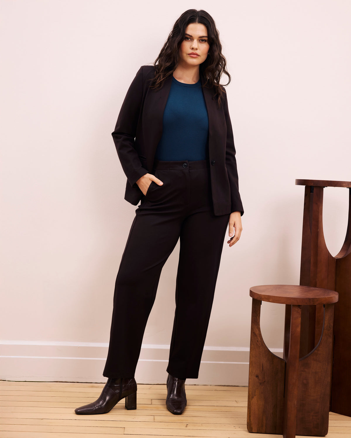 Audrey Tailored Ponte Pants - Espresso