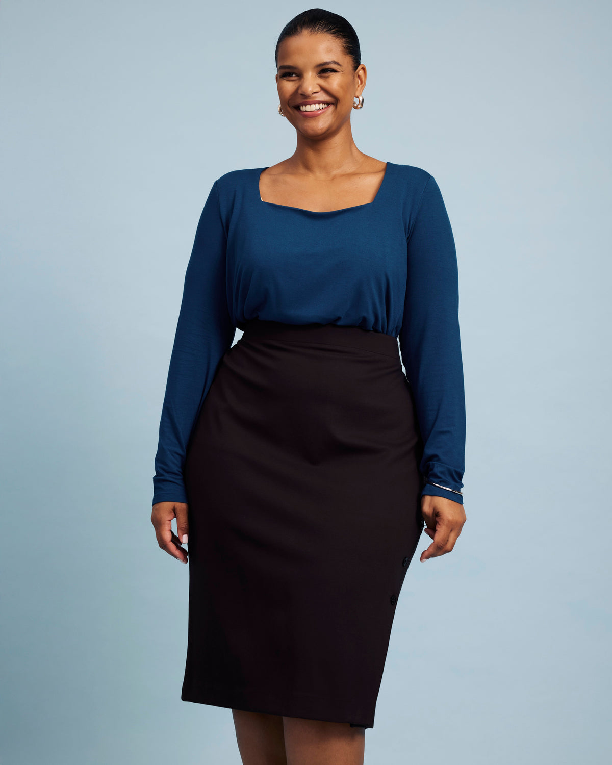 Agatha Liquid Jersey Top - Deep Teal