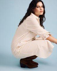 Odeon Stretch Poplin Shirtdress - Yellow Multi Stripe