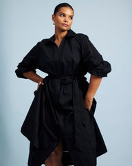 Yuli Stretch Poplin Shirtdress - Black