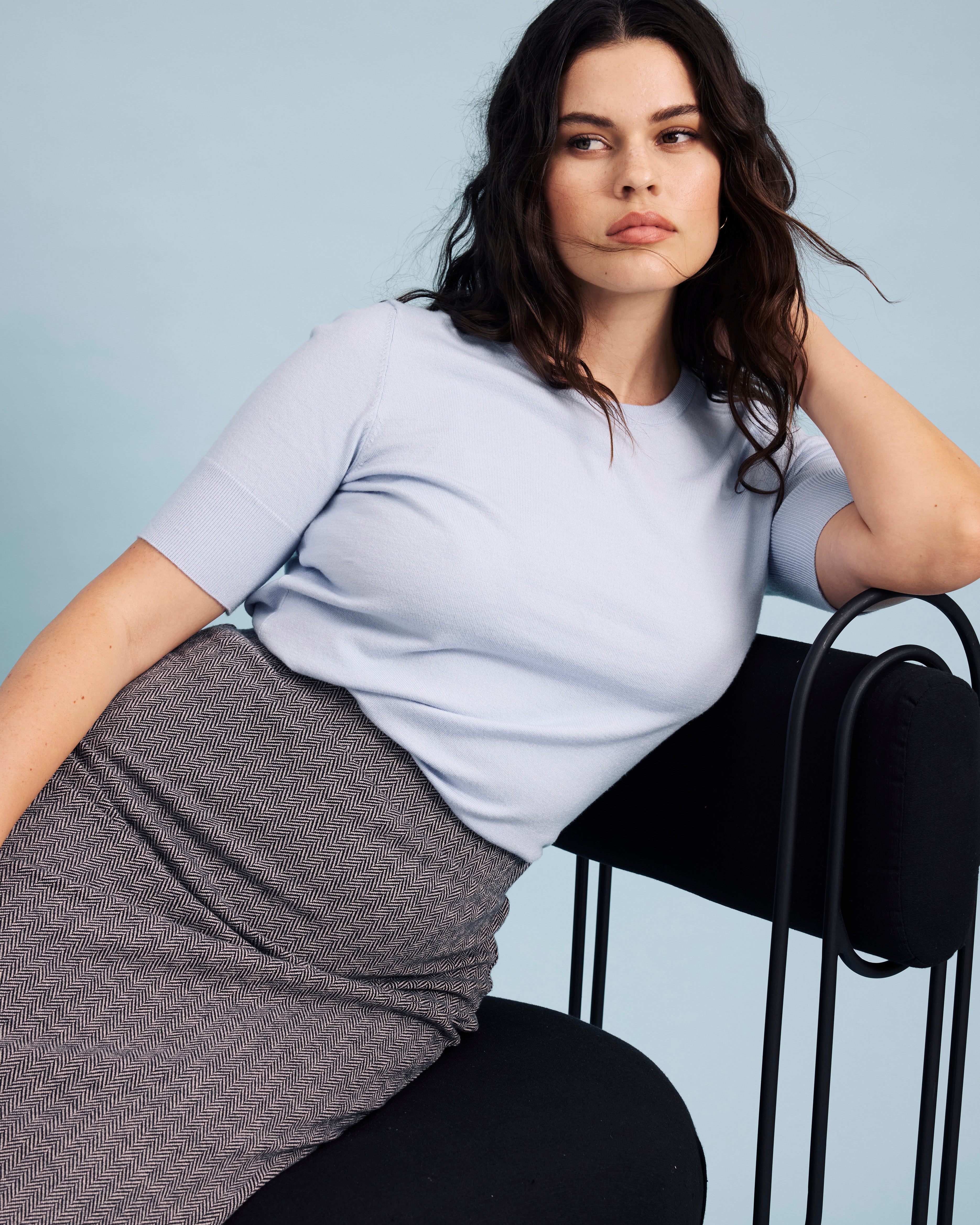 Danube Ponte Skirt - Herringbone Tweed