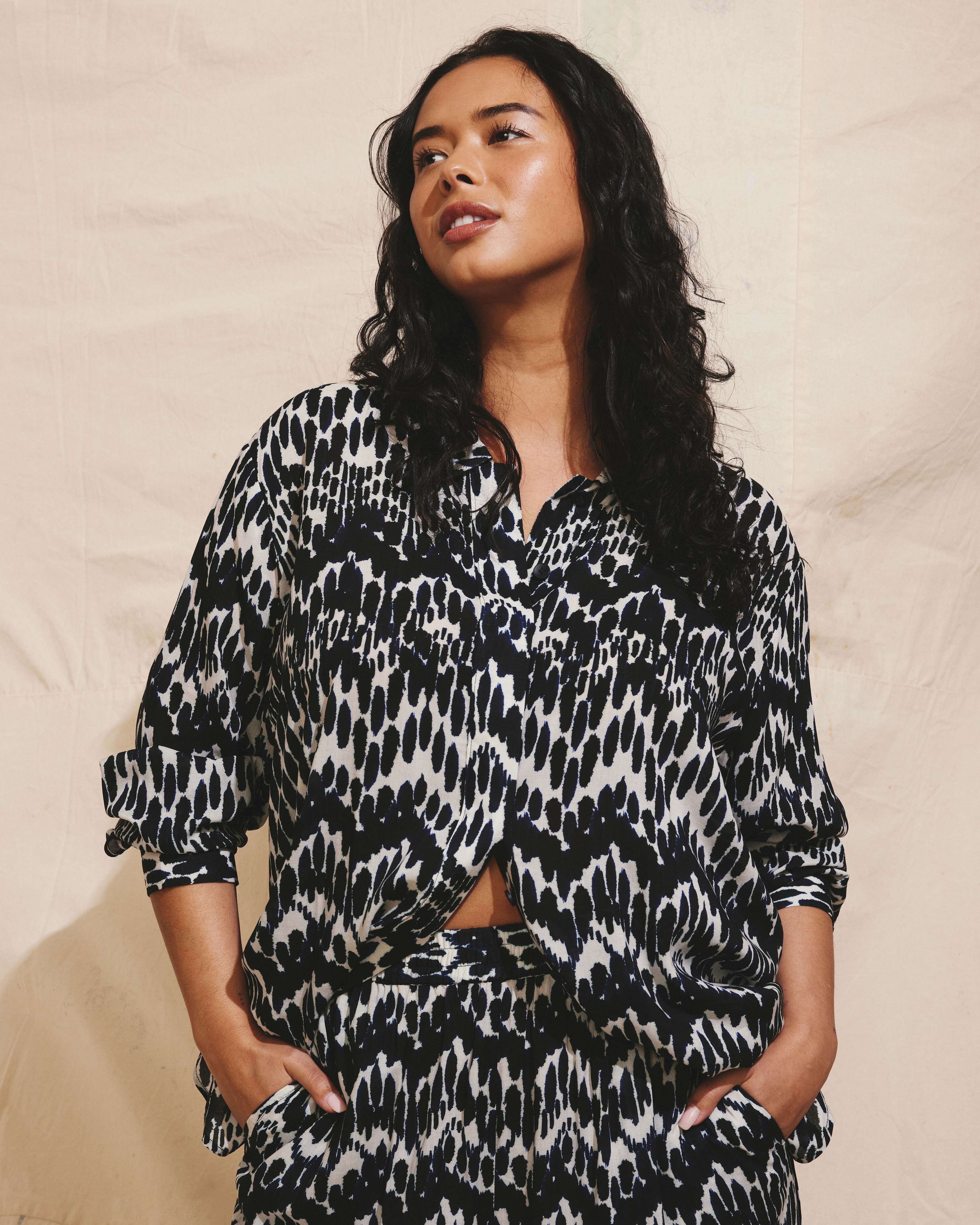 Toni Hi Low Tunic - Indigo Waterfall Print