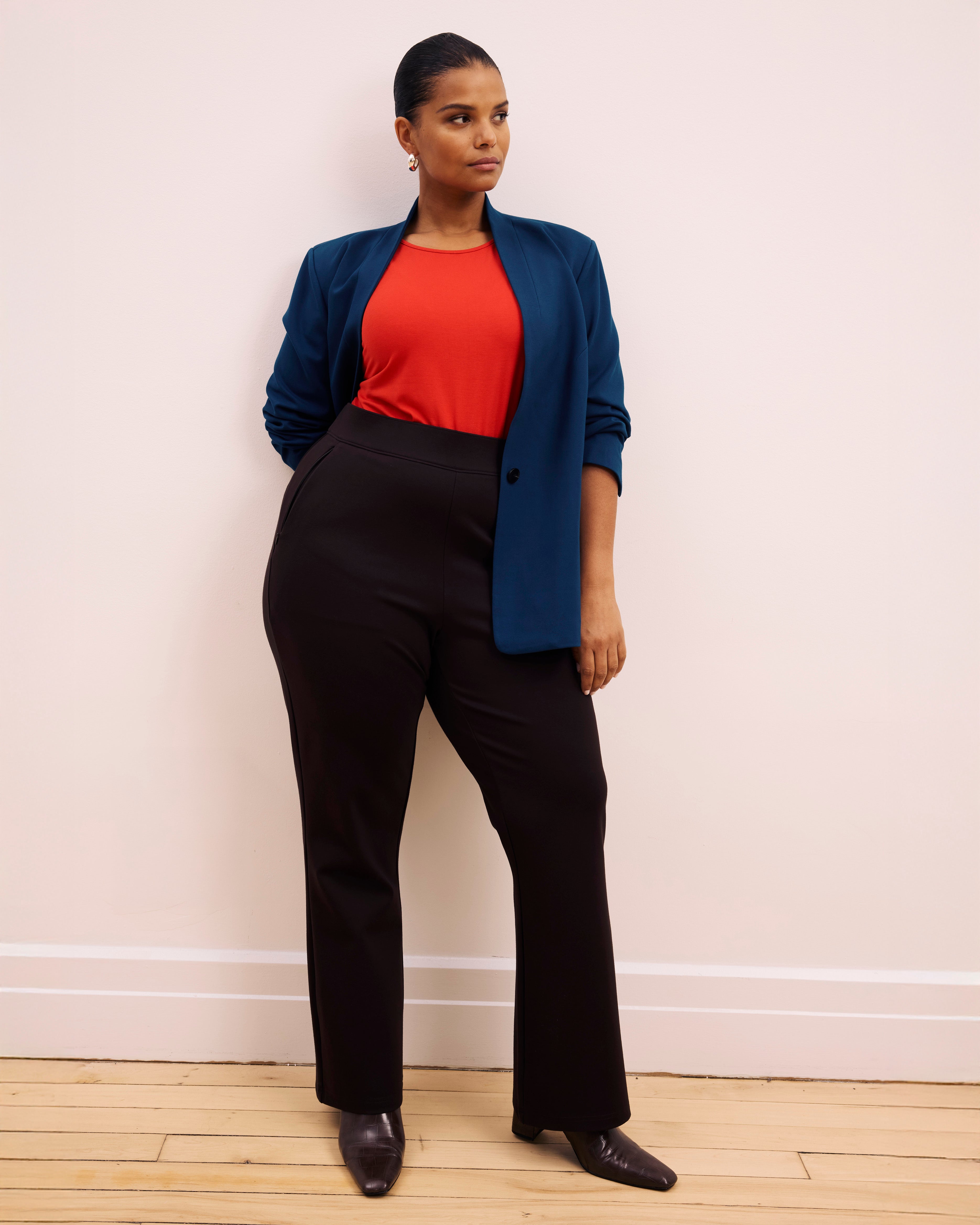 Lennox Collarless Ponte Blazer - Deep Teal