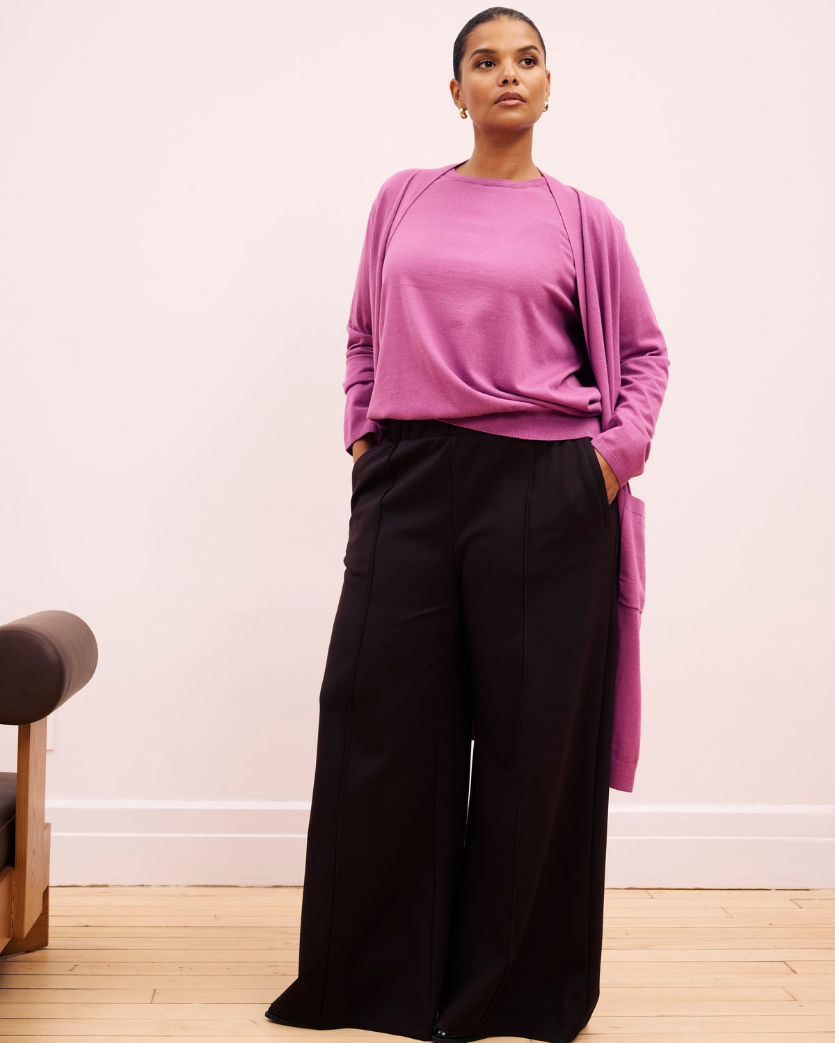 Pam Pintuck Wide Leg Ponte Pants - Espresso