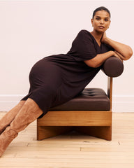 Teresa Liquid Jersey V-Neck Dress - Espresso