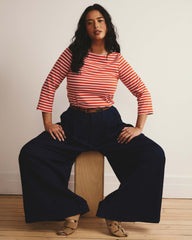 Belle Breton Stripe Jersey Tee - Coral Reef/White Stripe