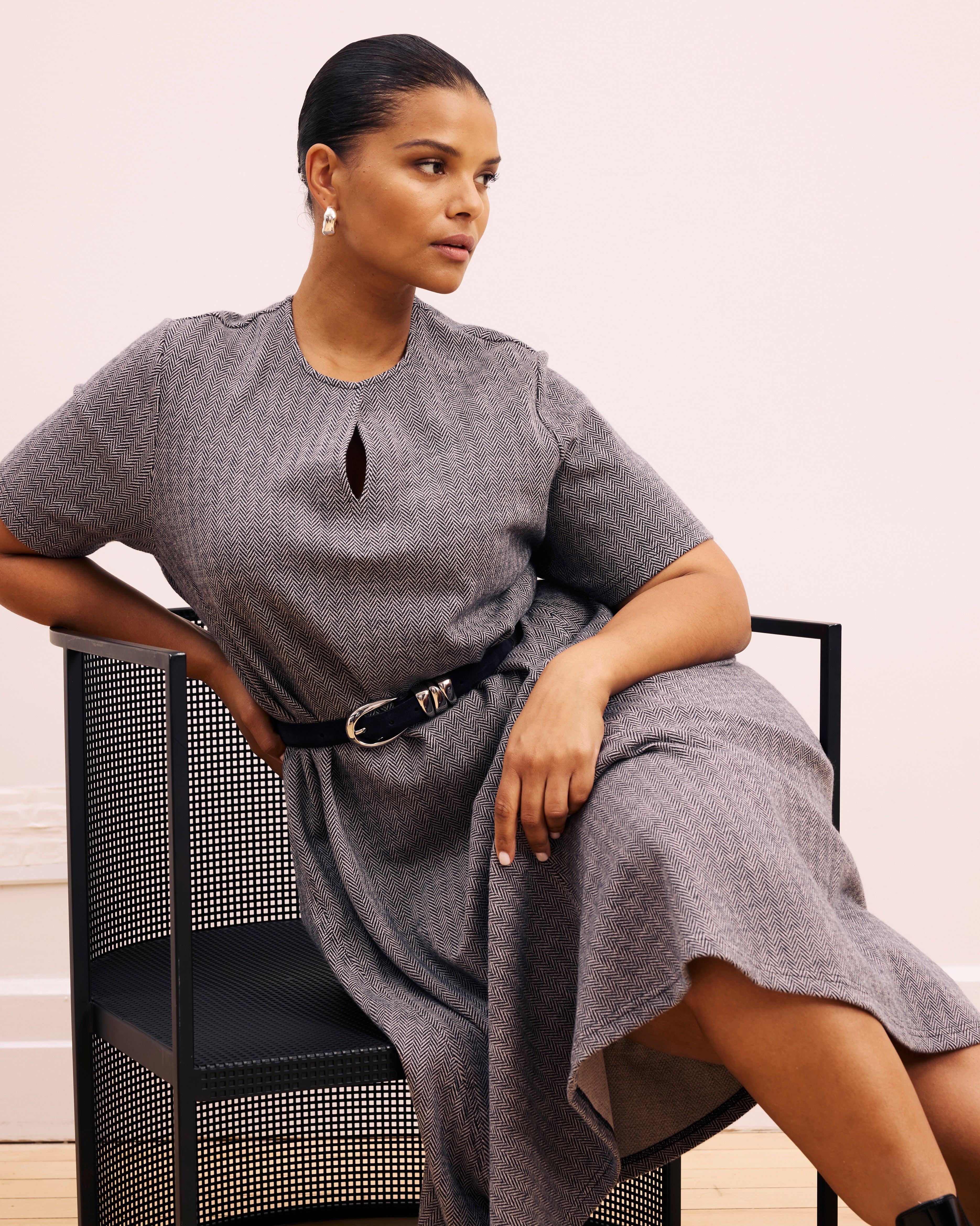 Saskia Ponte Dress - Herringbone Tweed