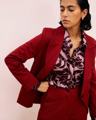 Bianca Double Breasted Ponte Blazer - Garnet