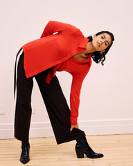 Stephanie Wide Leg Stripe Ponte Pants 30 Inch - Espresso with Black/Ecru Stripe