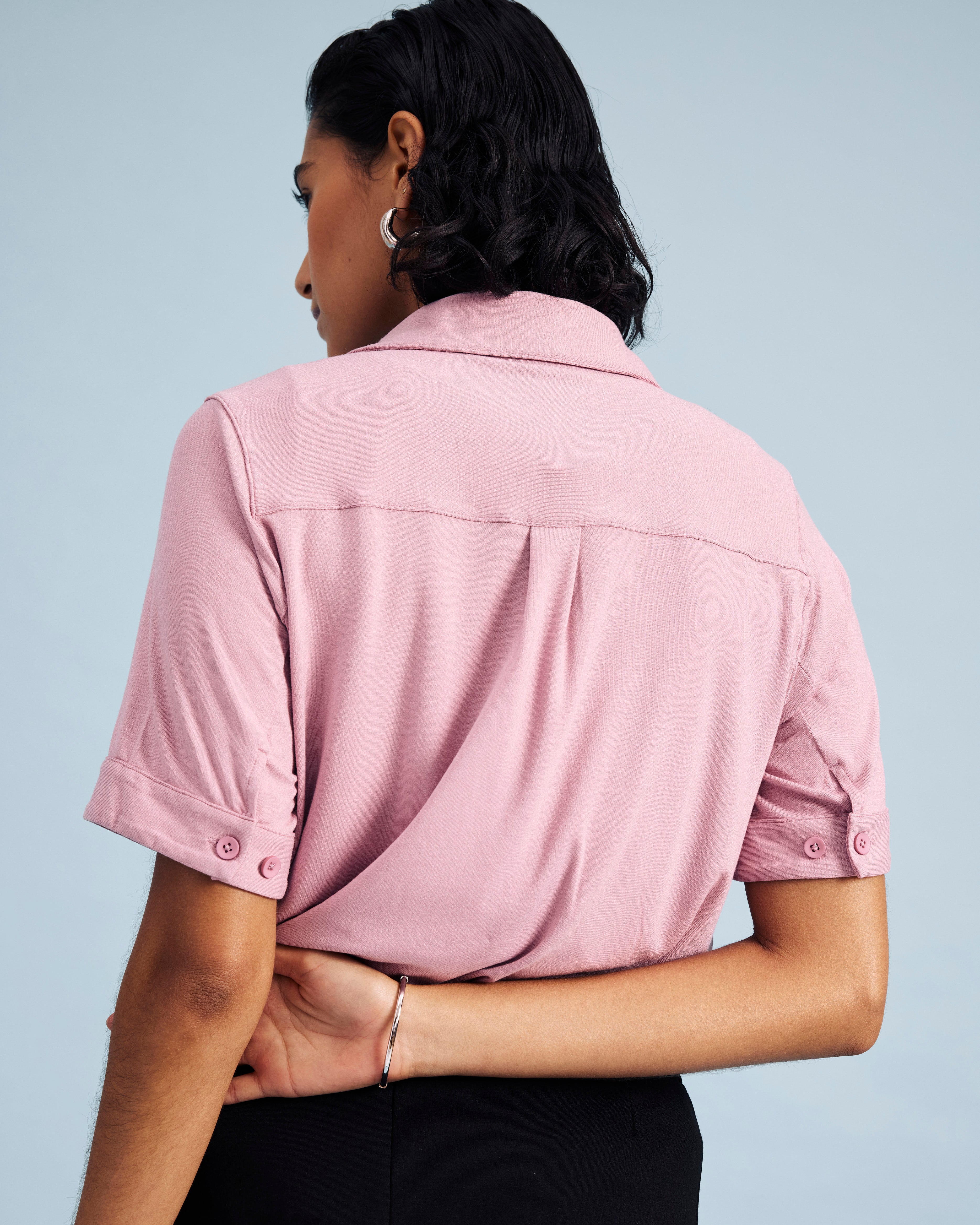 Chelsea Liquid Jersey Short Sleeve Shirt - Pale Mauve