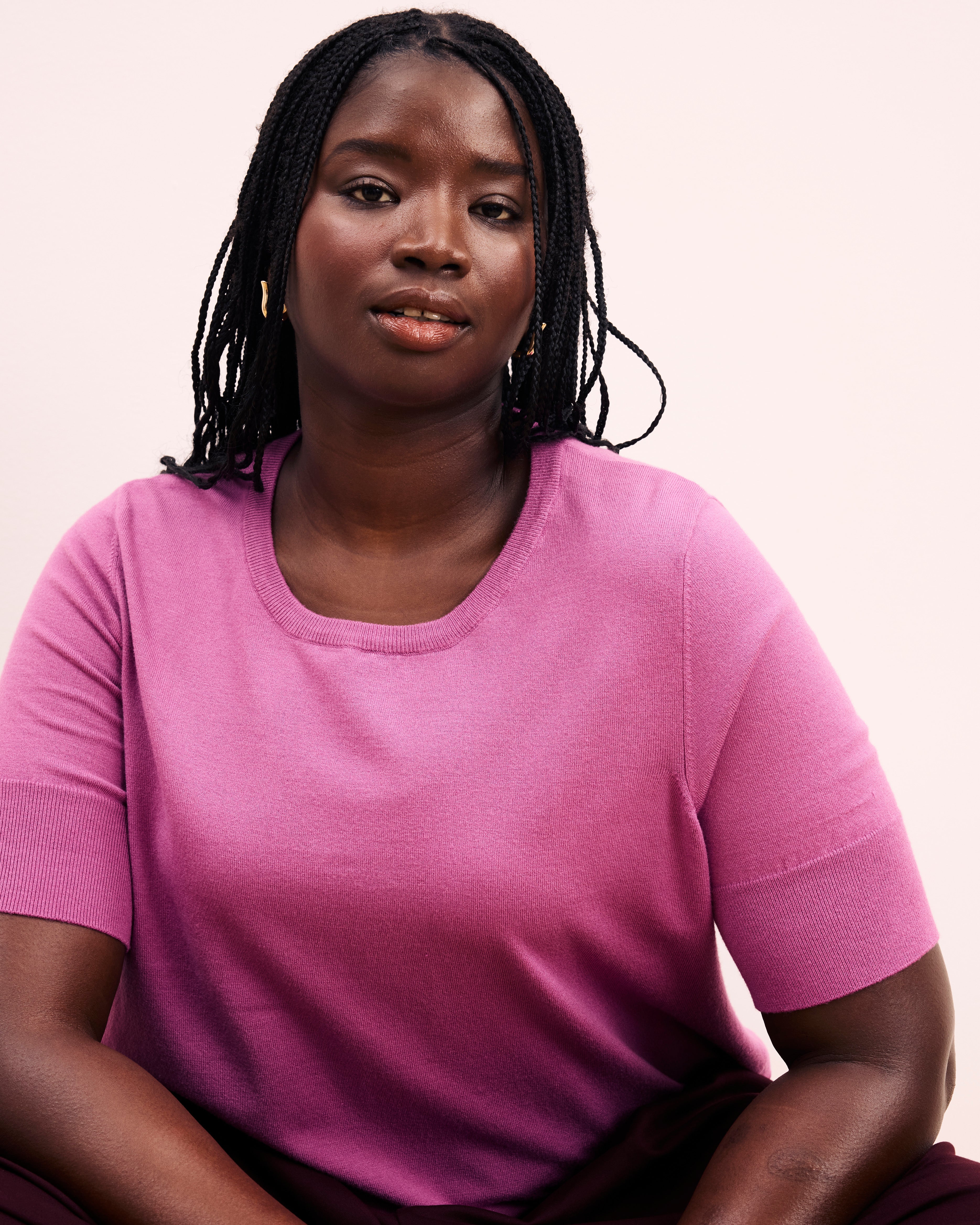 Savvy Fine Knit Sweater Top - Purple Vision