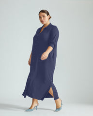 Sally Liquid Jersey Shirt Dress - Midnight