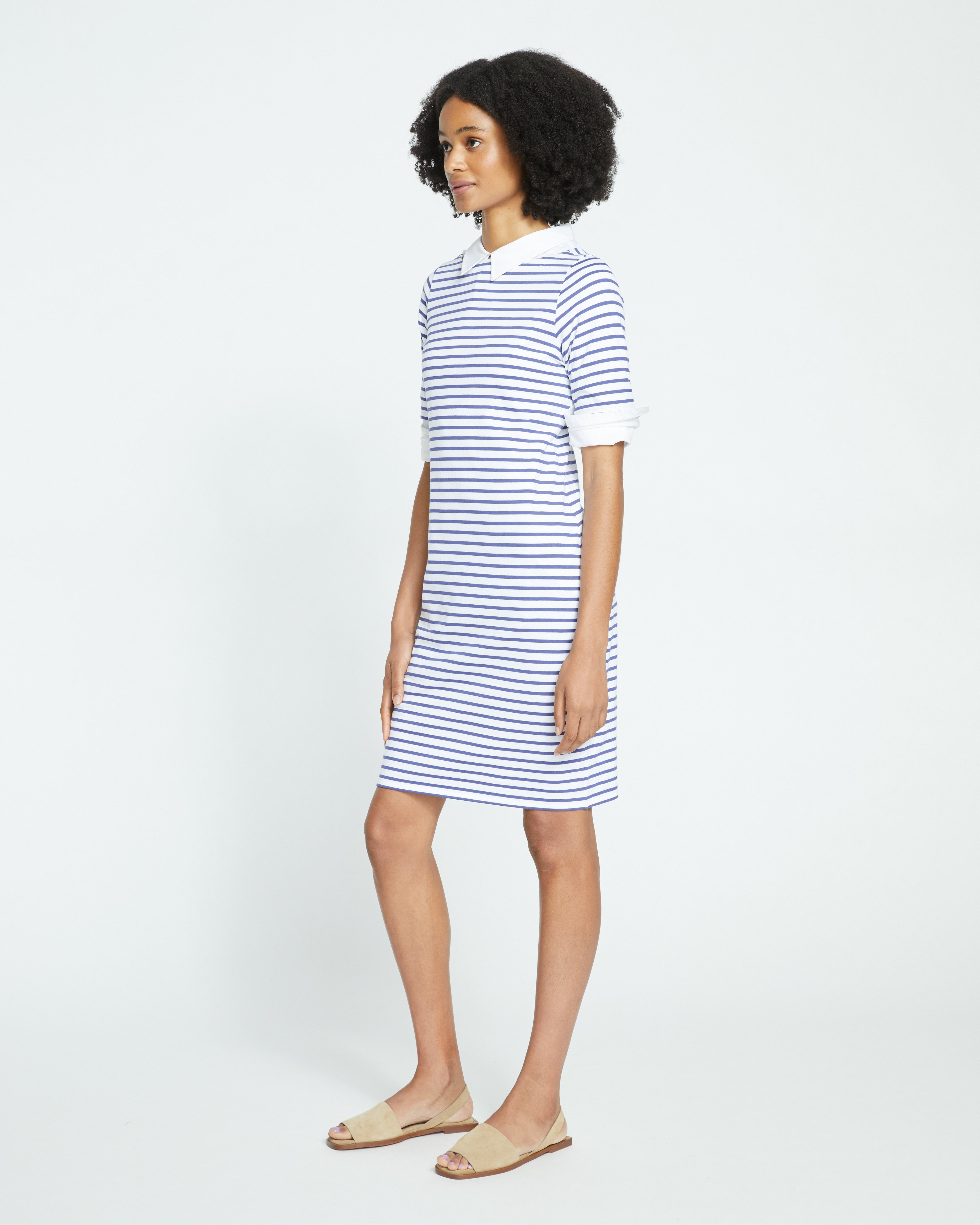 Belle Breton Stripe Jersey Dress - White/Classic Navy Stripe