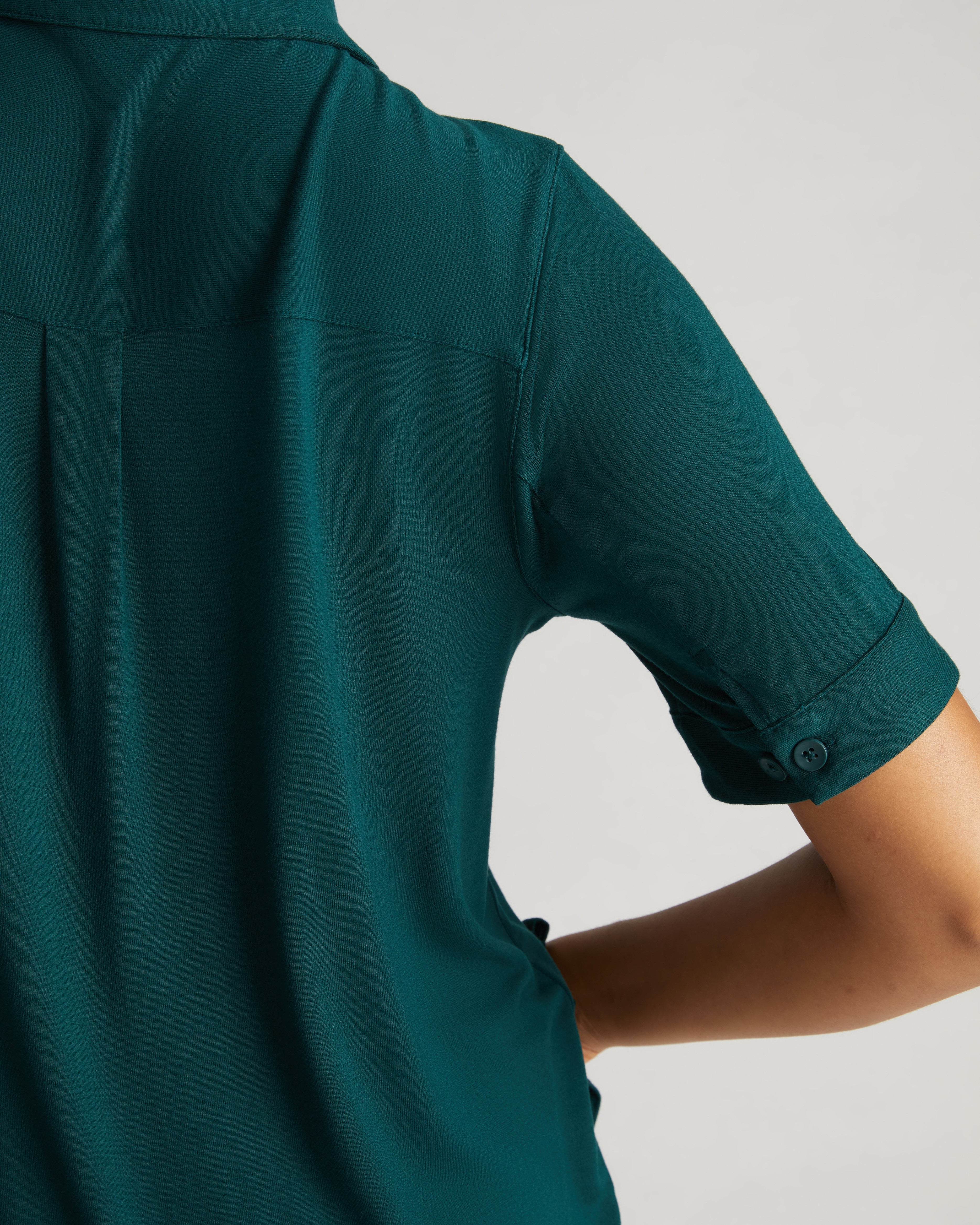 Chelsea Liquid Jersey Short Sleeve Shirt - Forest Green