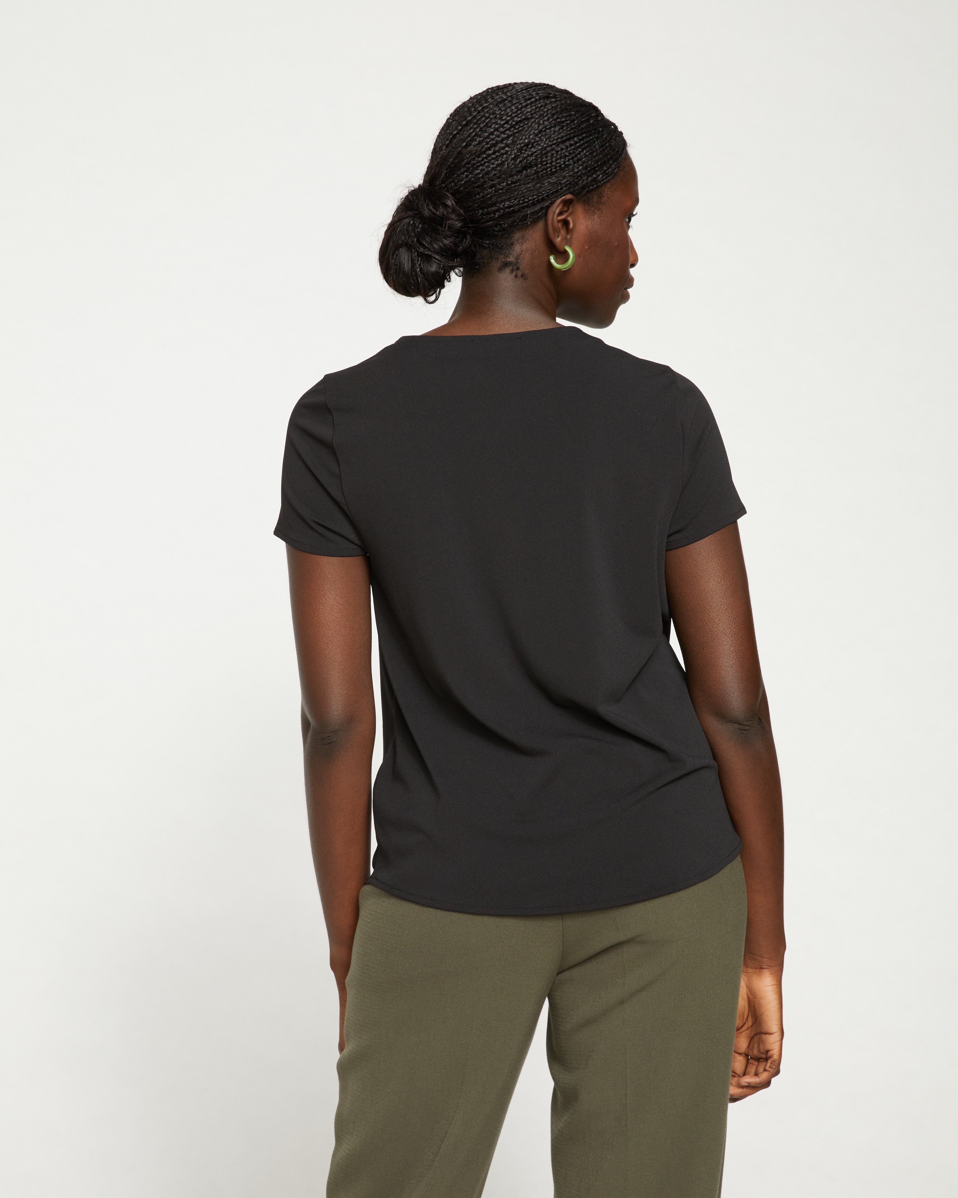 Neck Twist Crepe Jersey Top - Black