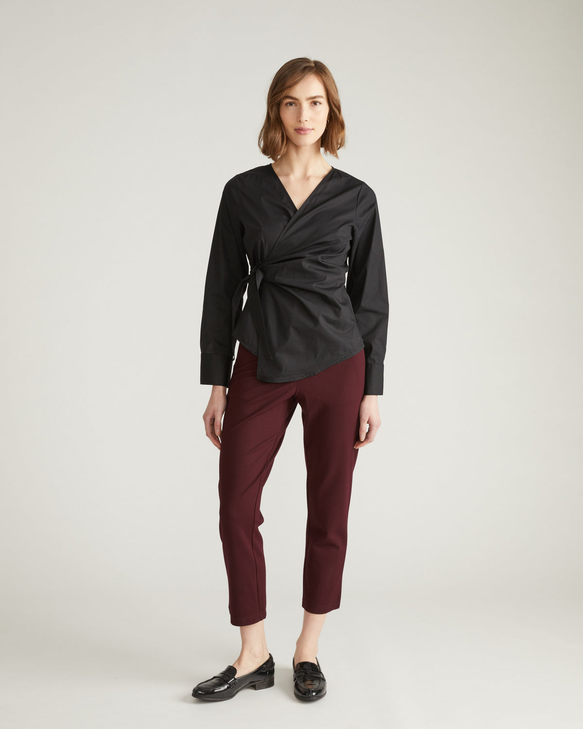 Smart Signature Ponte Pants - Black Cherry