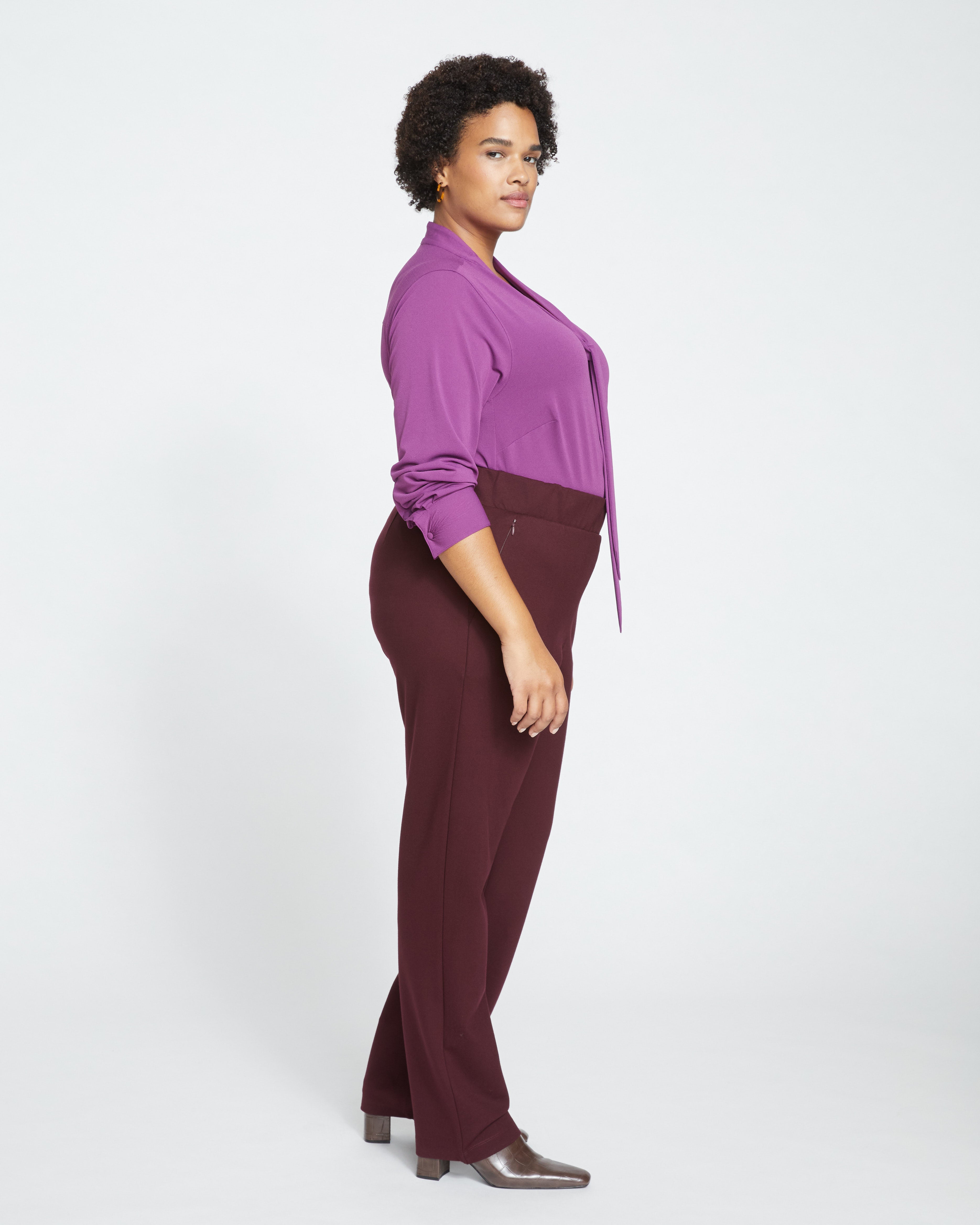 Smart Signature Ponte Pants Long - Black Cherry