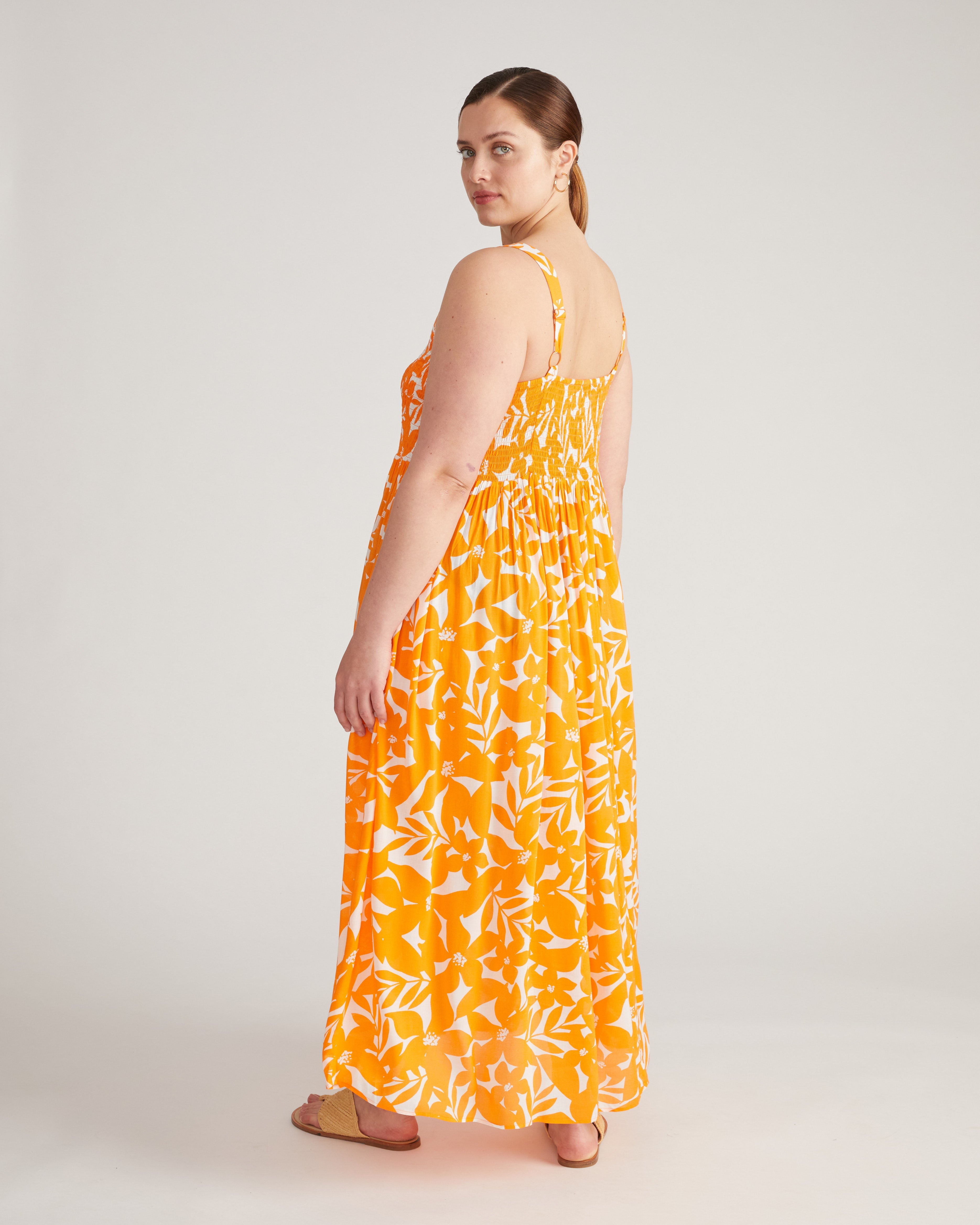 Harmony Voile Dress - Petal Palette Print in Arancia