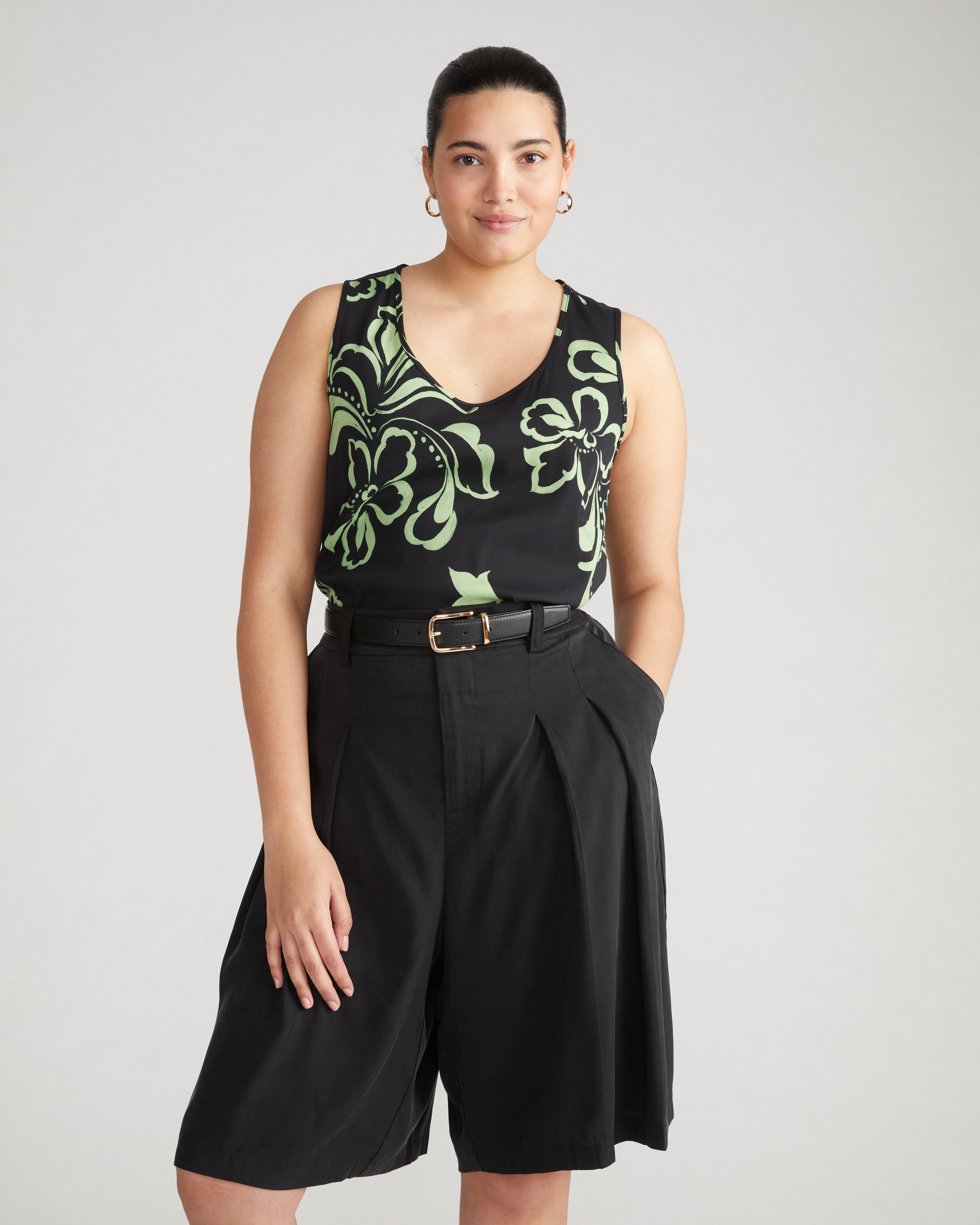 Cooling Stretch Cupro Bermuda Shorts - Black