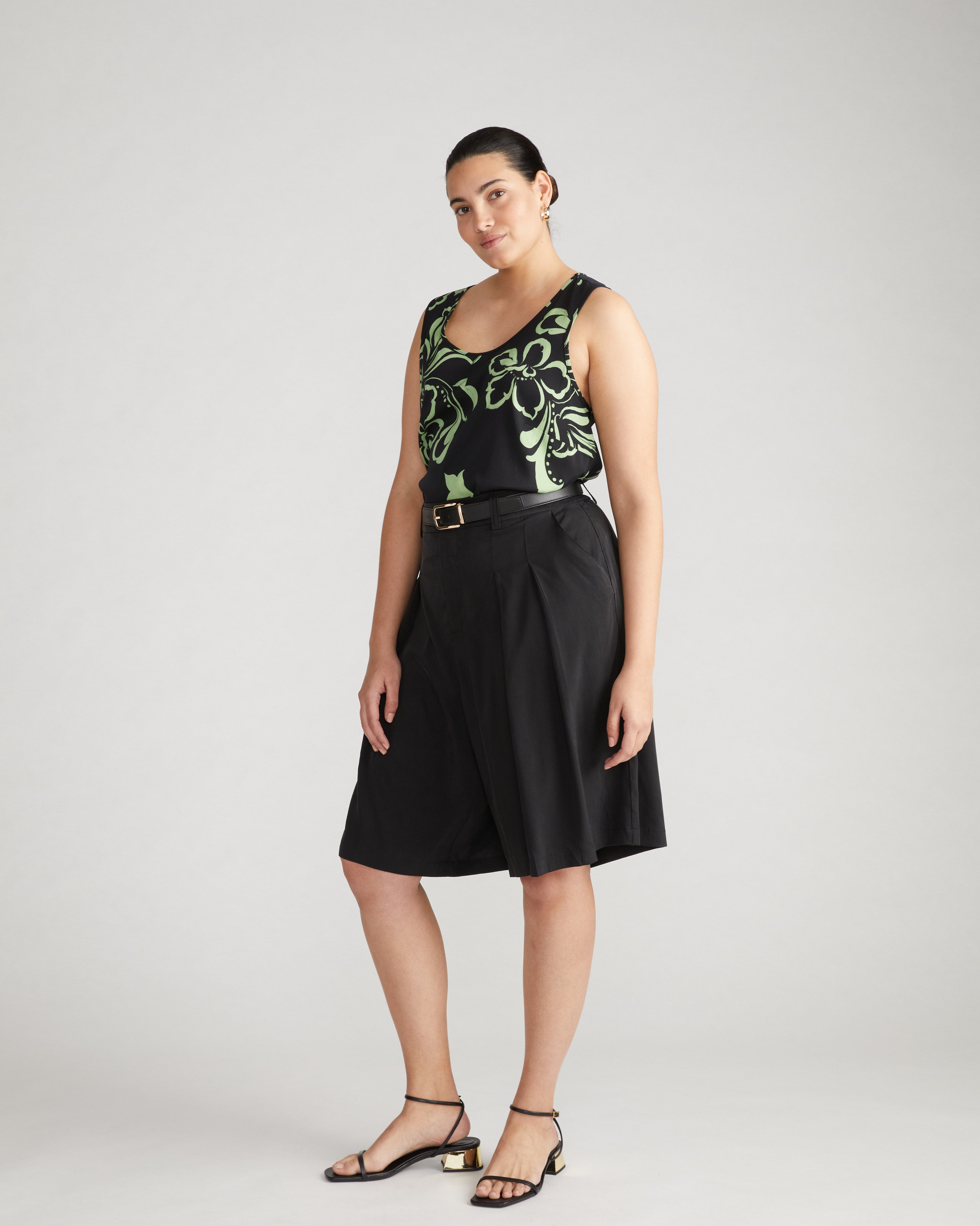 Cooling Stretch Cupro Bermuda Shorts - Black