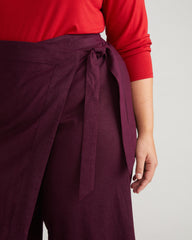 Villa Linen Wrap Culottes - Acai