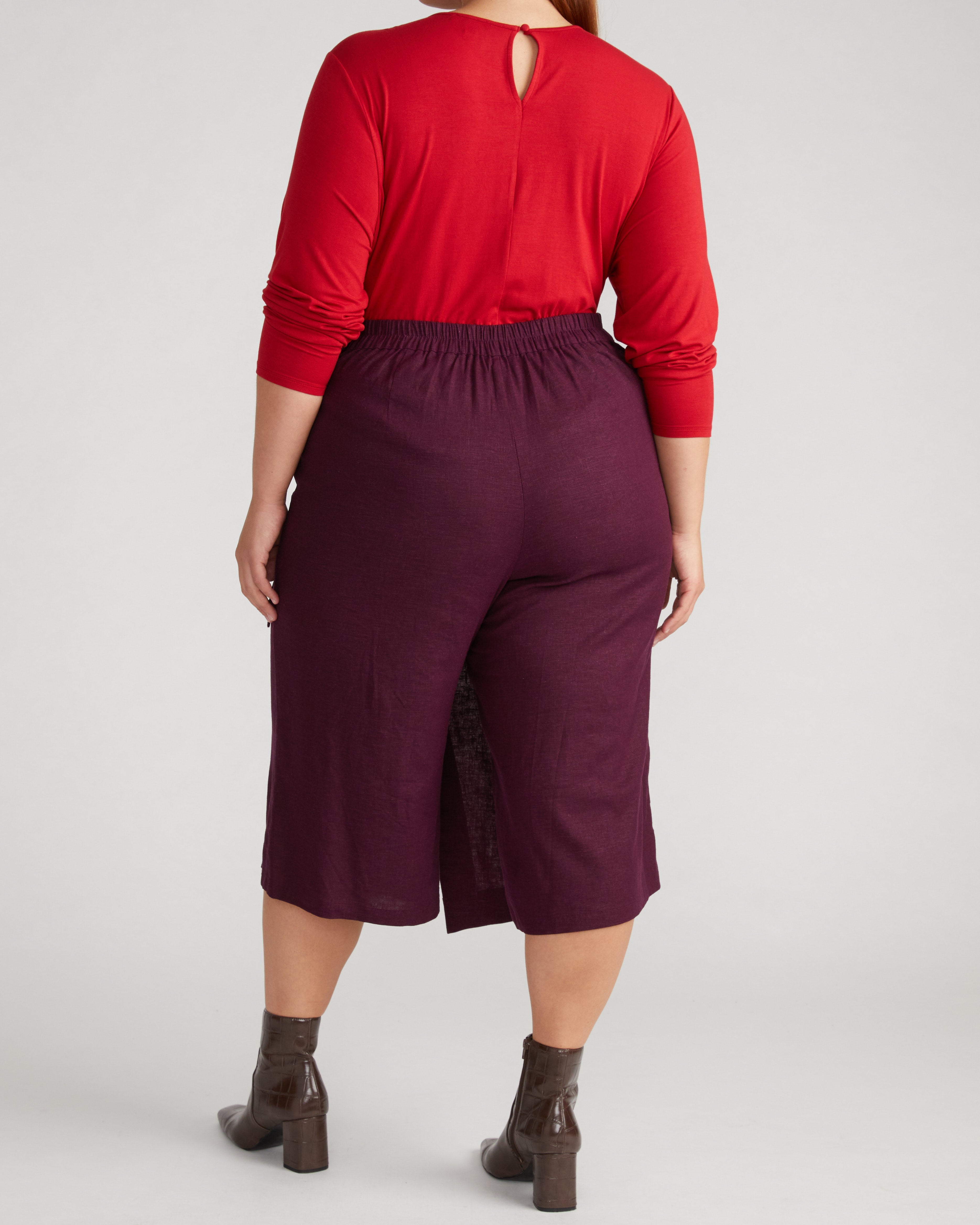 Villa Linen Wrap Culottes - Acai