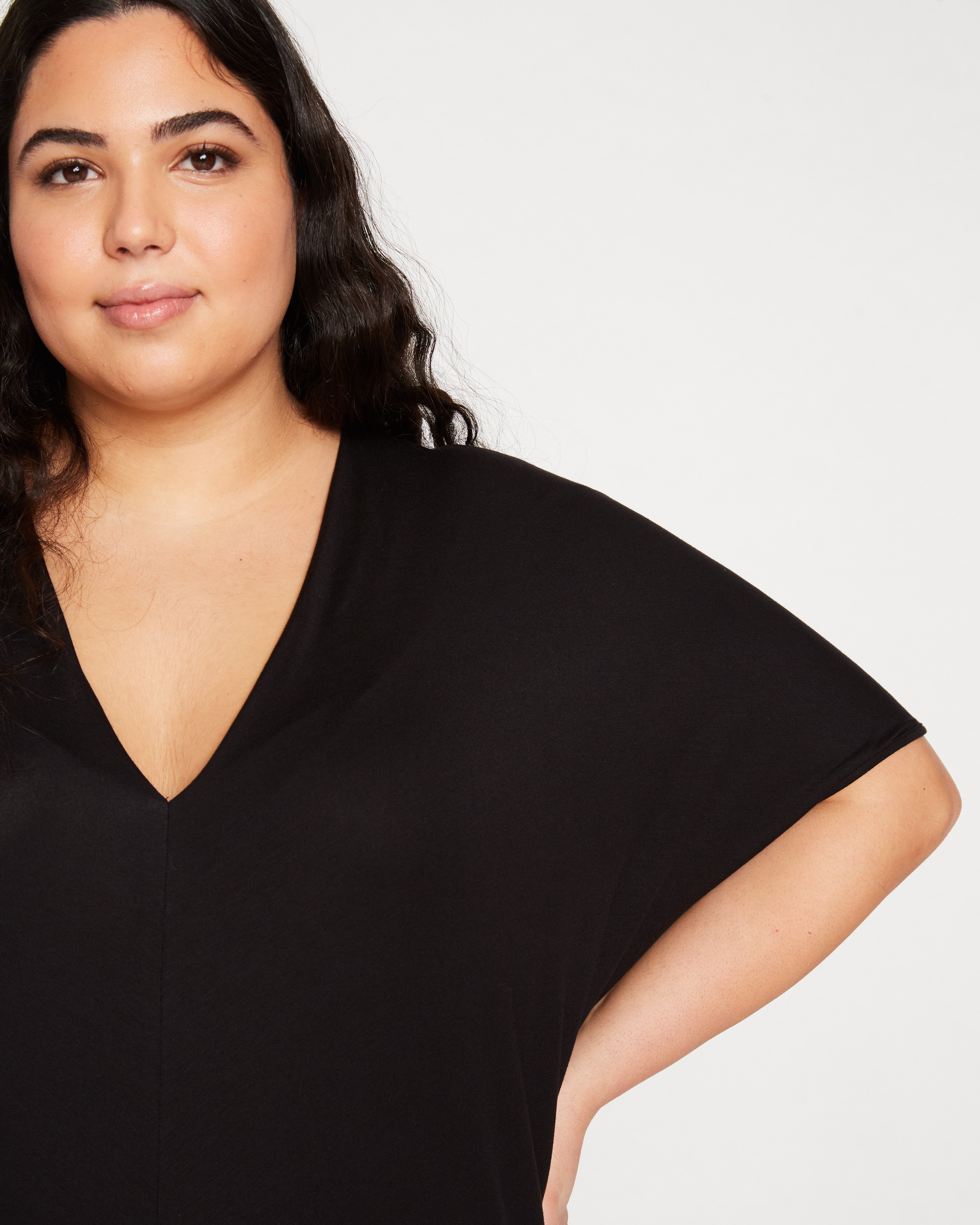 Teresa Liquid Jersey V-Neck Dress - Black