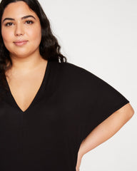 Teresa Liquid Jersey V-Neck Dress - Black