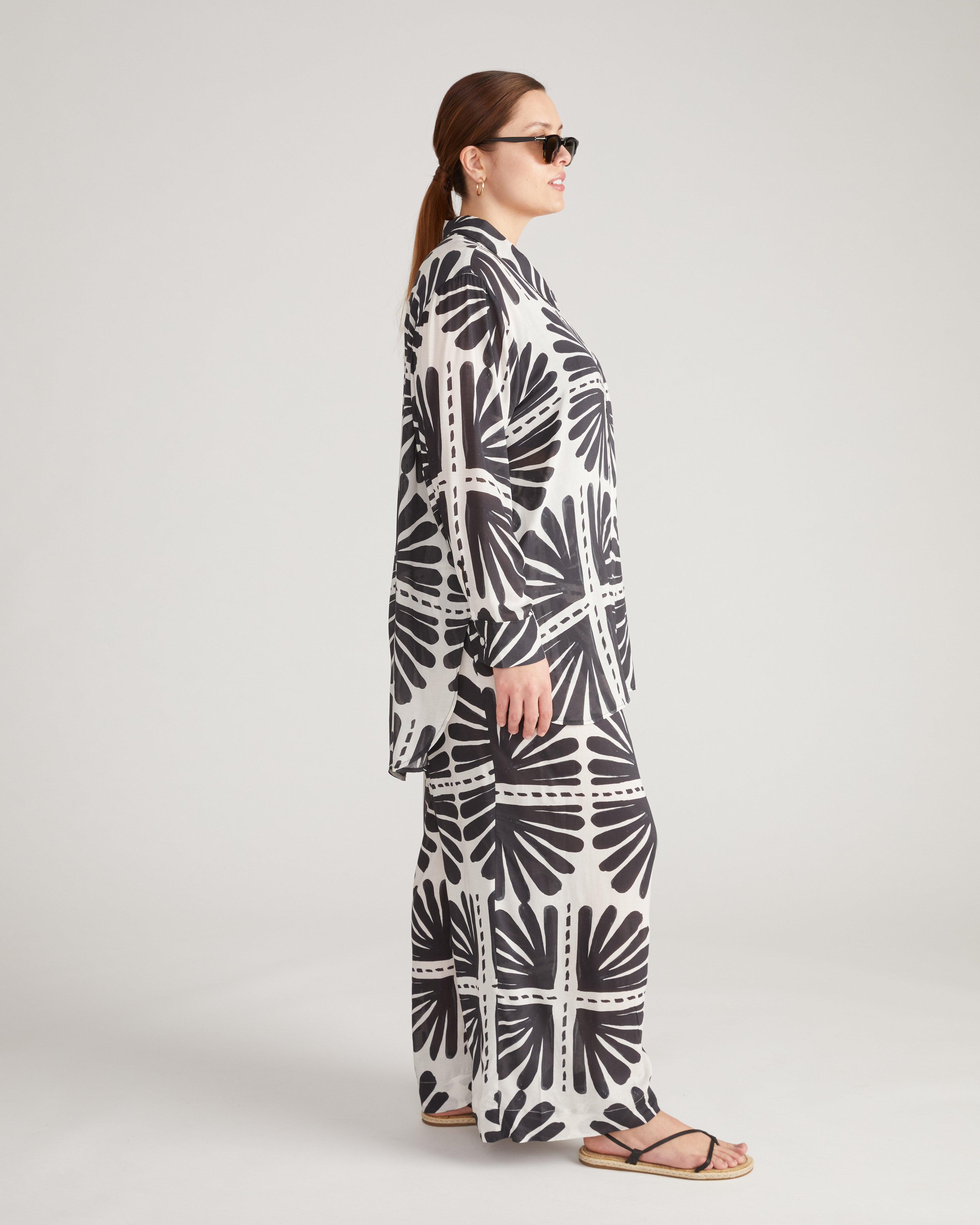 Toni Hi Low Tunic - Ink Bloom Print