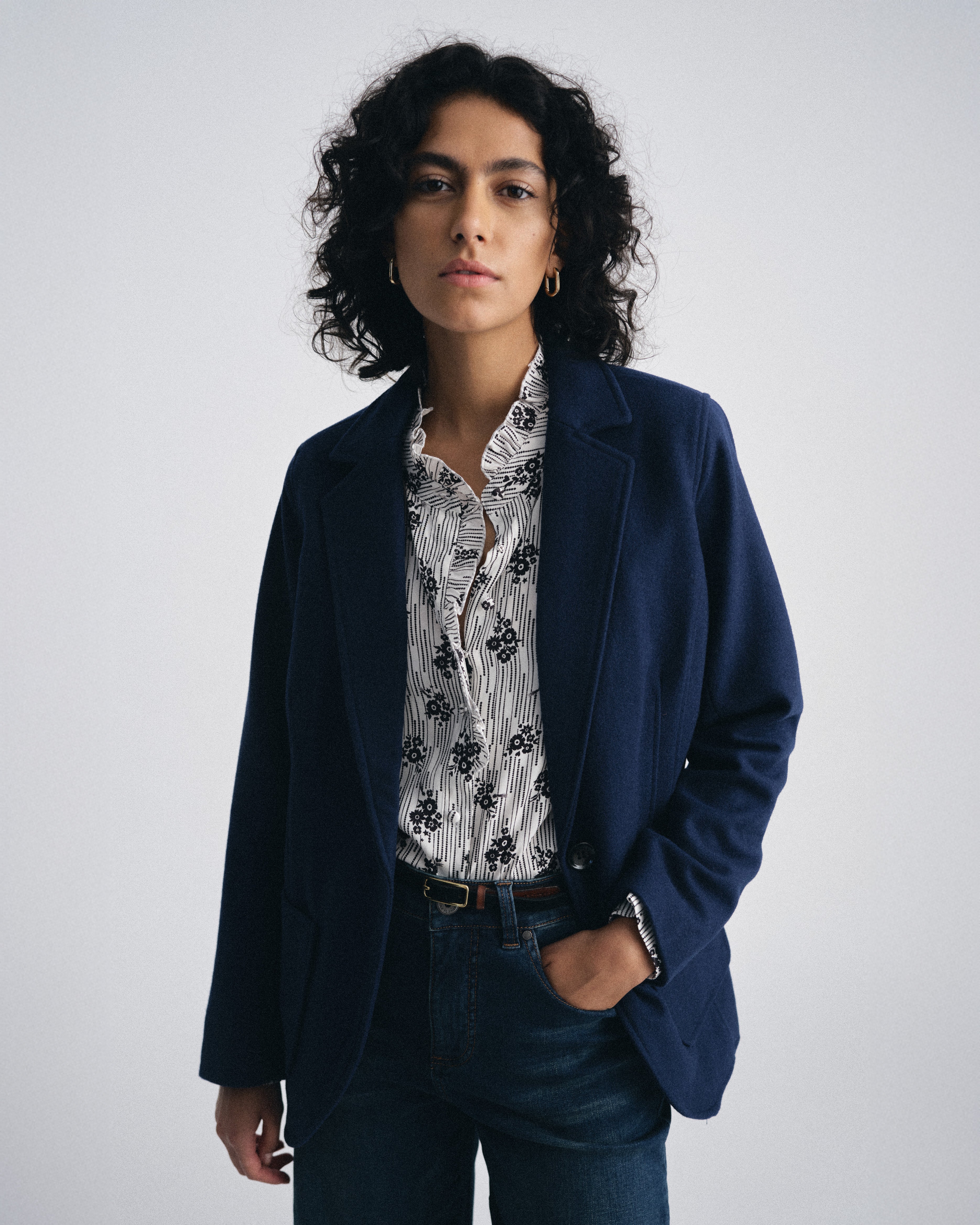 Endora Stretch Cupro Blouse - Vintage Daydream Print