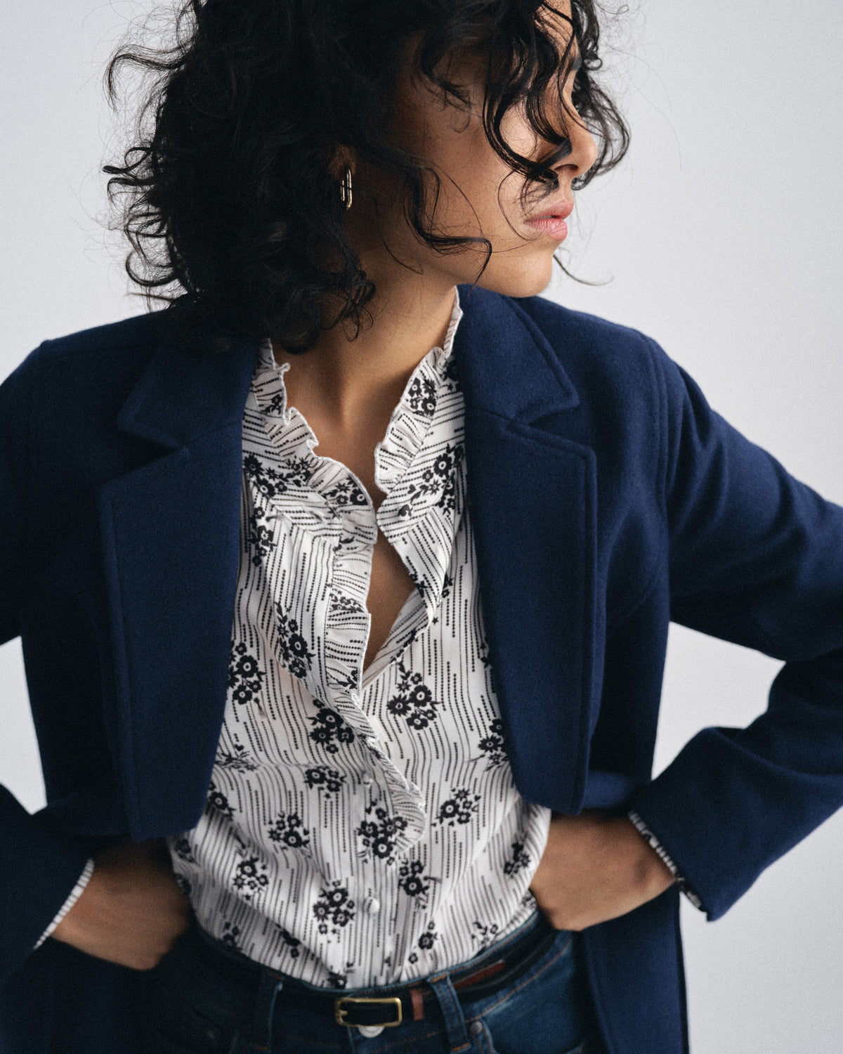 Endora Stretch Cupro Blouse - Vintage Daydream Print