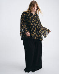 Evie Chiffon Blouse - Gold Heirloom Print