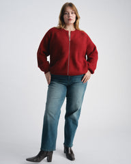 Better-Than-Wool Zip Cardigan - Autumnal Red