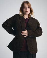 Kidjo Tailored Wool Jacket - Black/Brown Herringbone