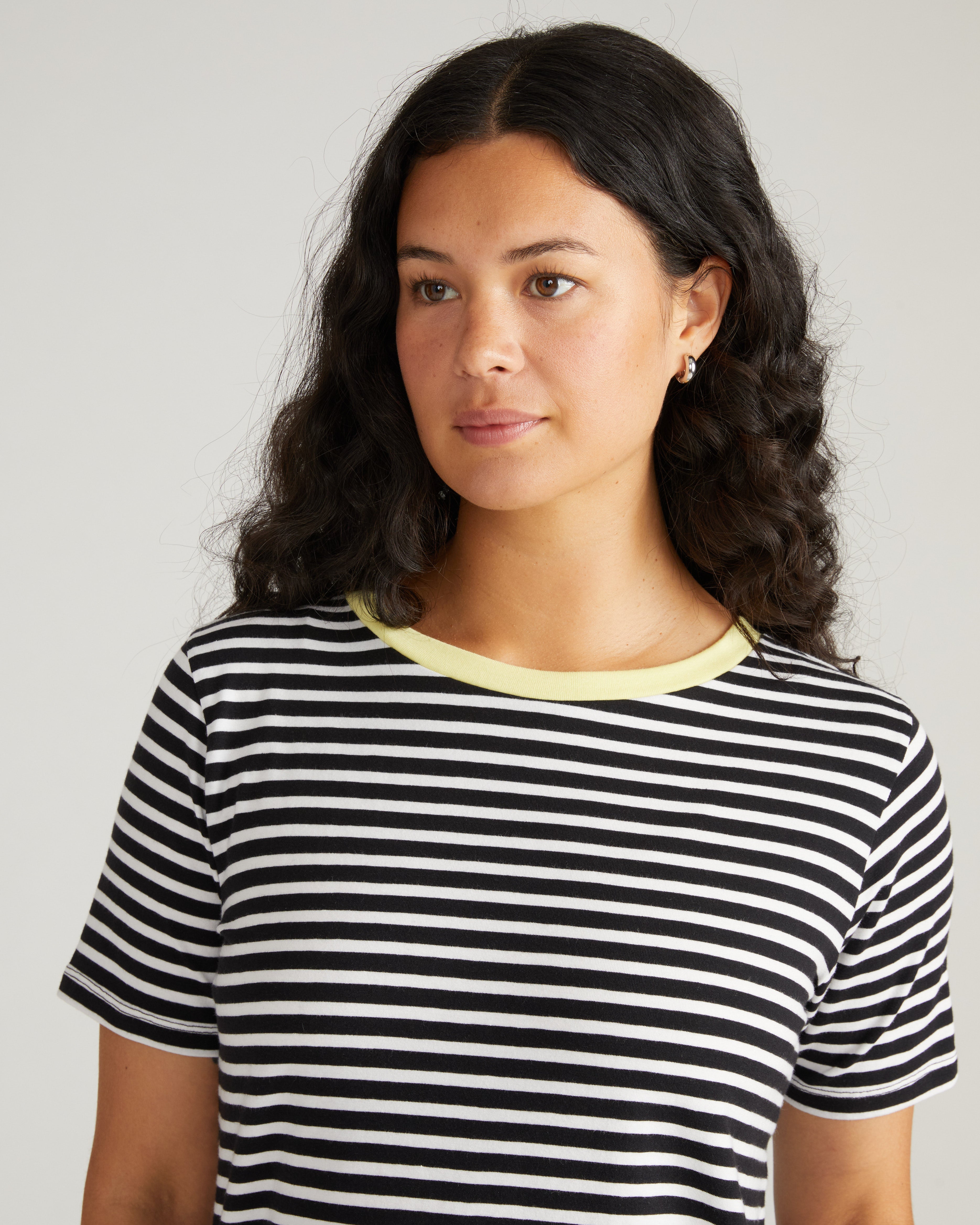 Tee Rex - Black/White Stripe with Reed Trim