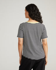 Tee Rex - Black/White Stripe with Reed Trim