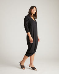 Iconic Long Sleeve V-Neck Geneva Dress - Black