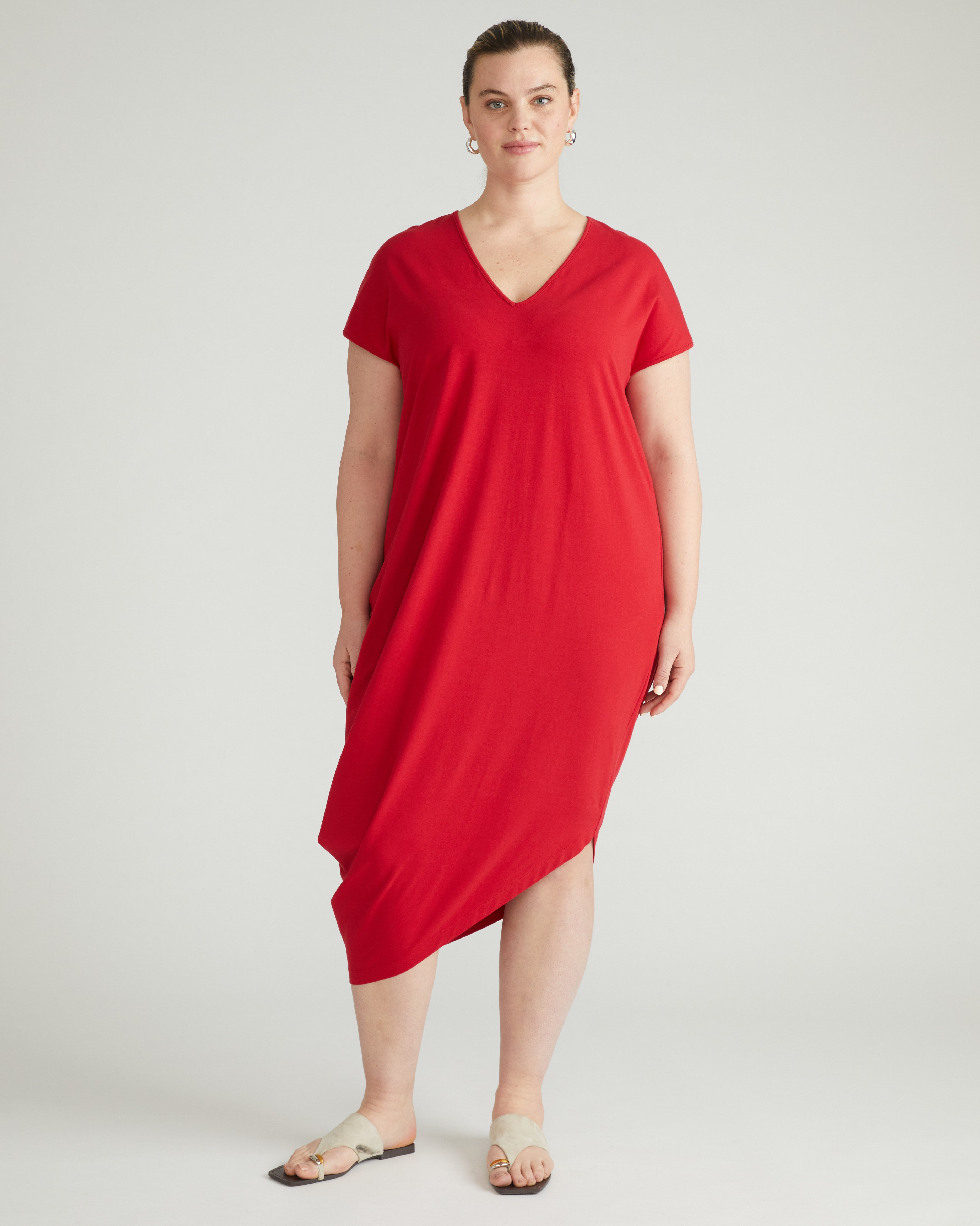 Iconic Geneva V-Neck Dress - Ruby Red