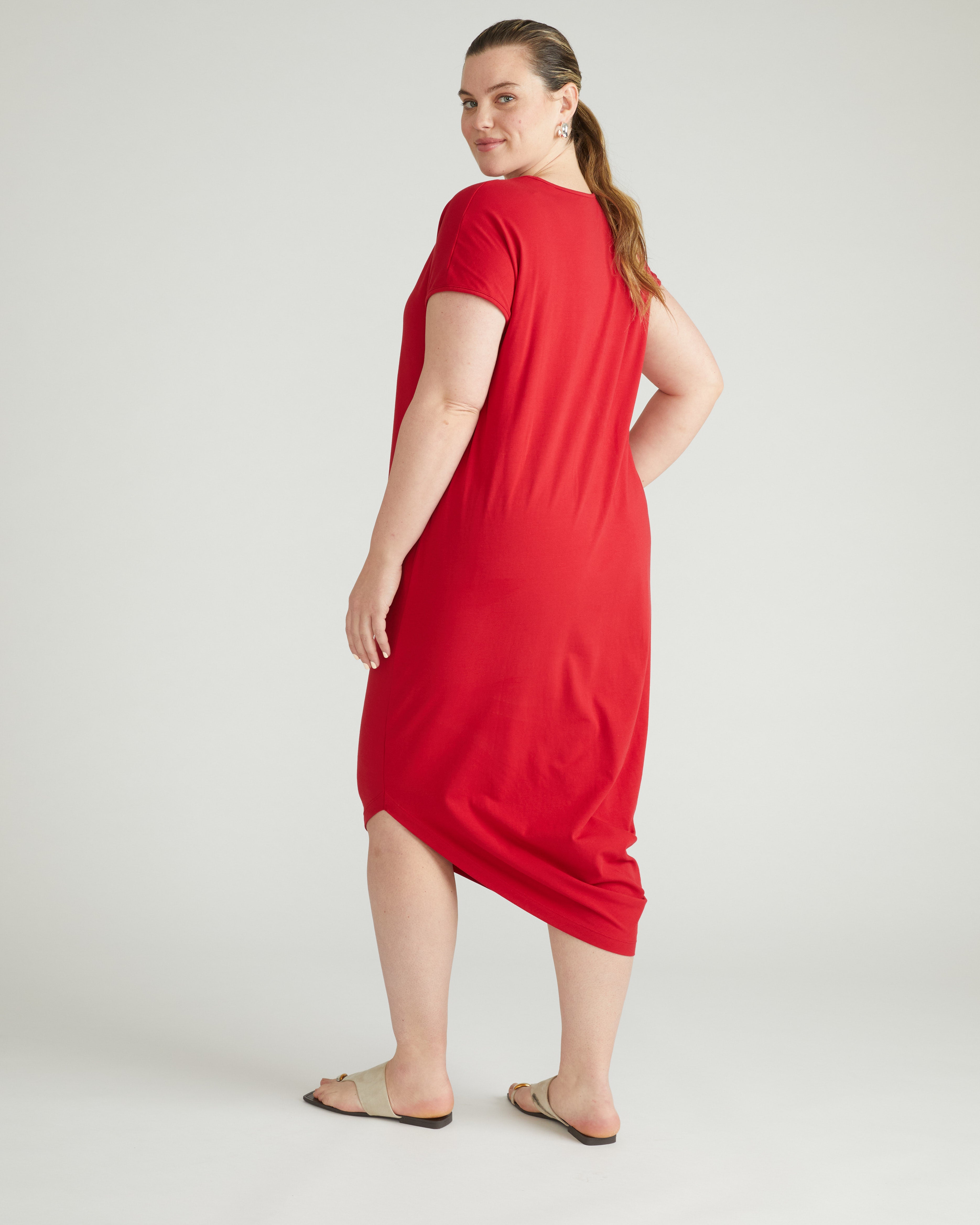 Iconic Geneva V-Neck Dress - Ruby Red