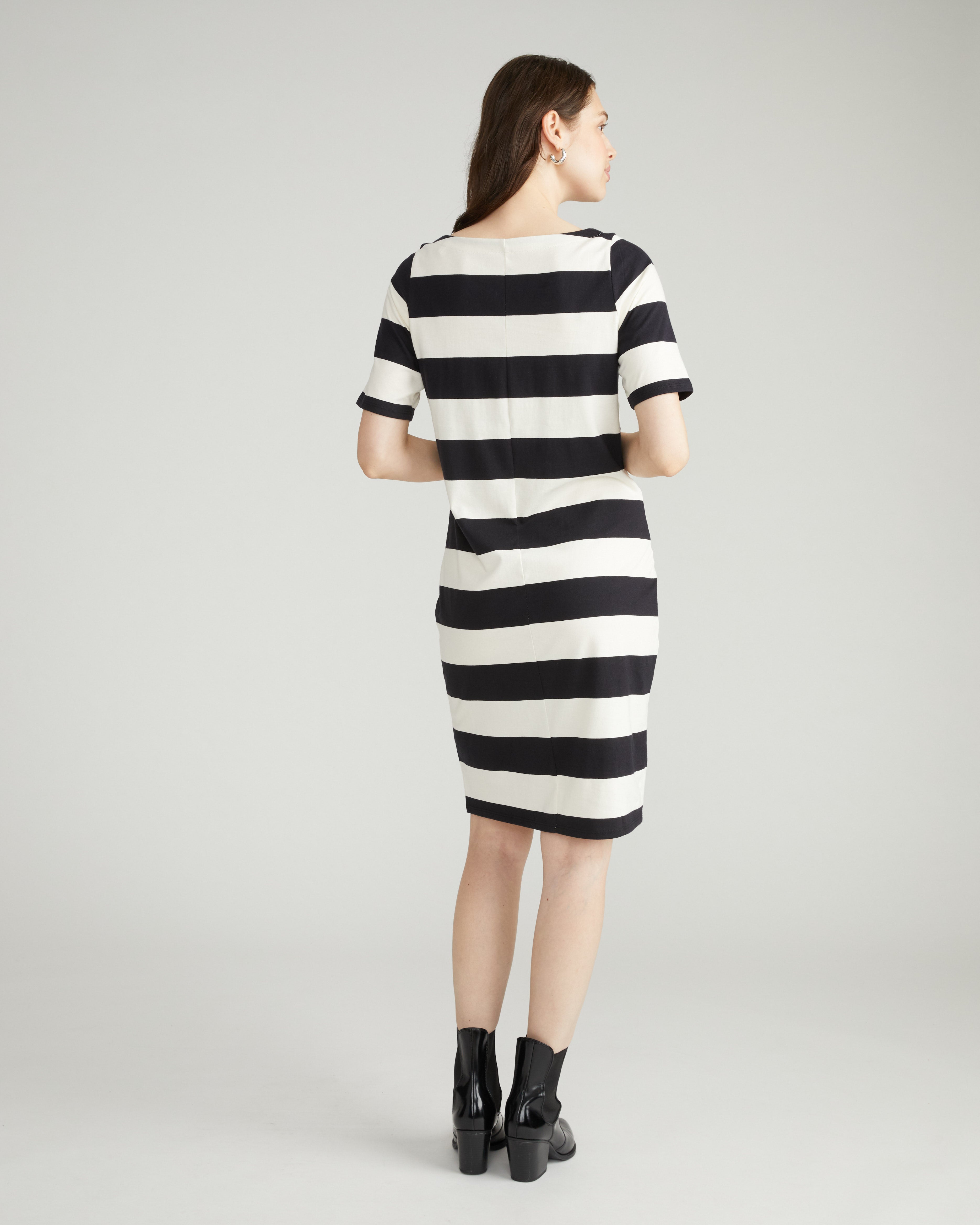 Belle Breton Stripe Jersey Dress - Ecru/Black Rugby Stripe